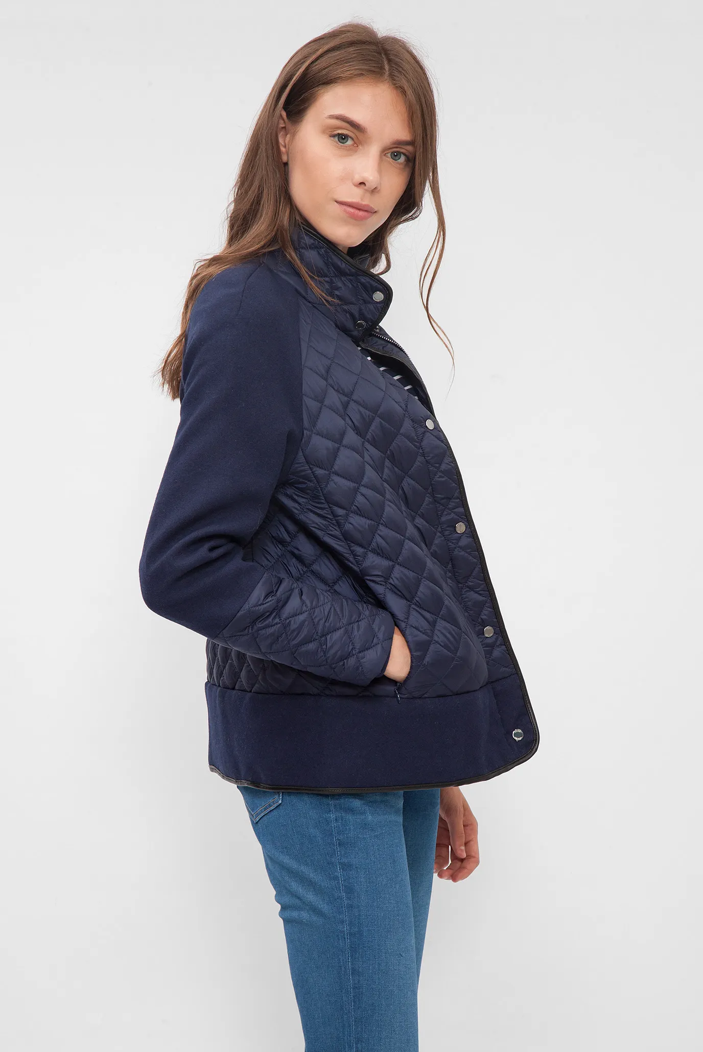 Женская темно-синяя стеганая куртка 7