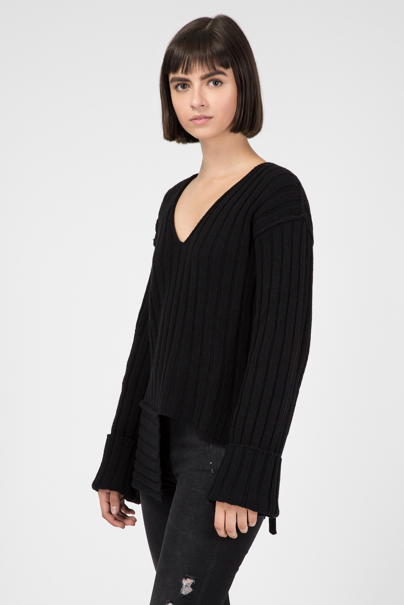 Женский черный пуловер 7