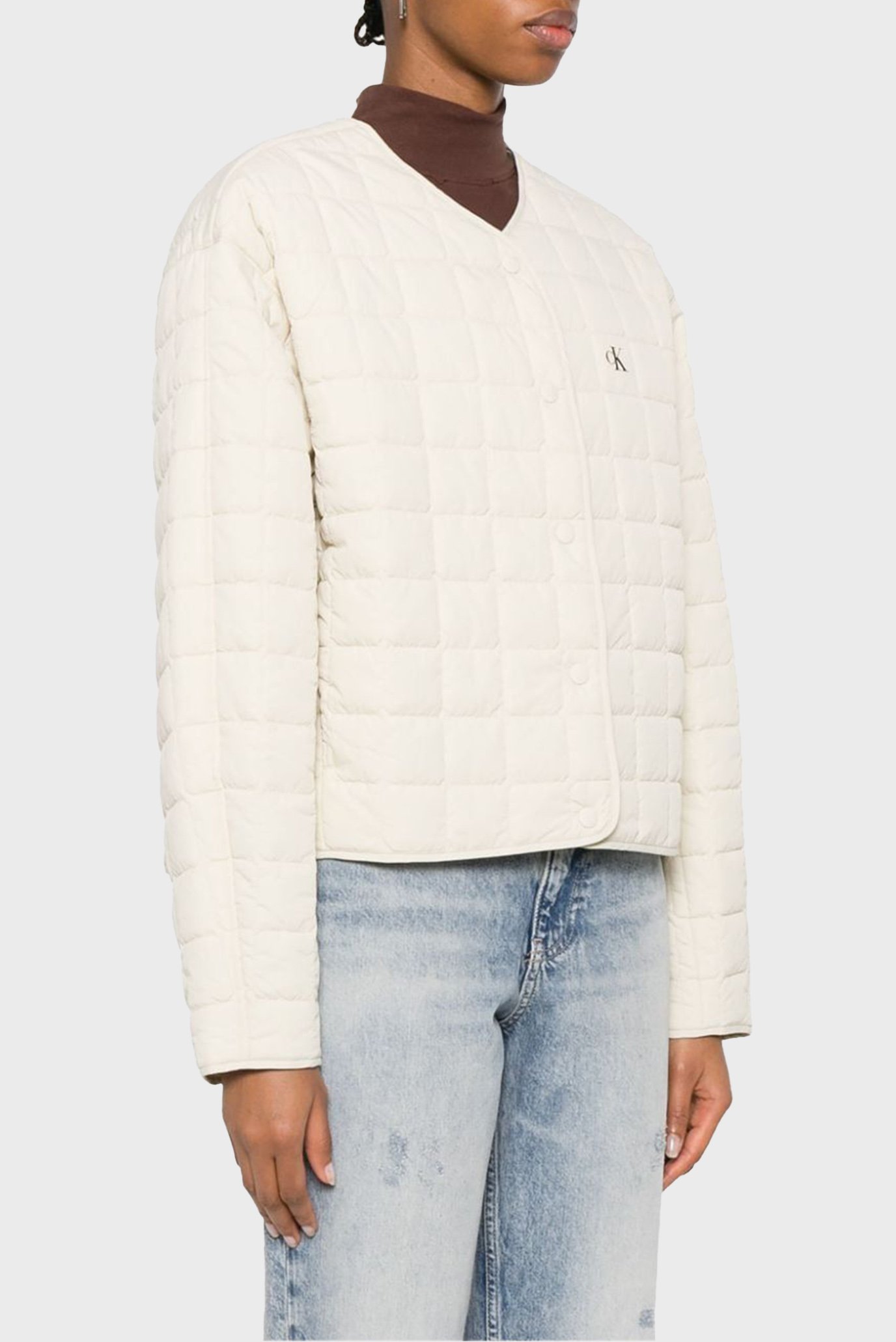 Женская белая куртка SHORT QUILTED JACKET 4