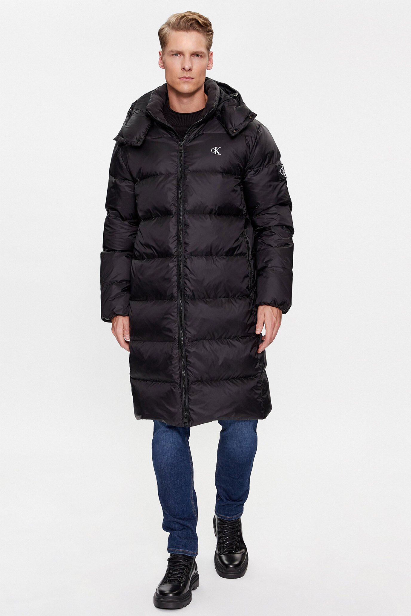 Мужской черный пуховик ESSENTIALS DOWN LONG PARKA 1