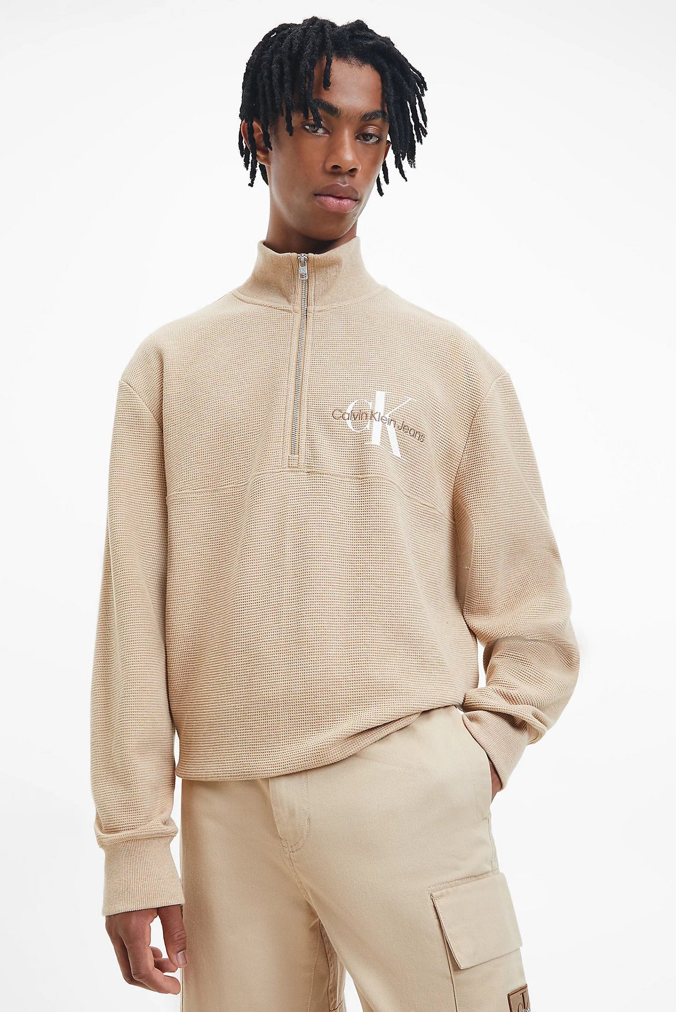 Мужская бежевая спортивная кофта MONOLOGO WAFFLE 6