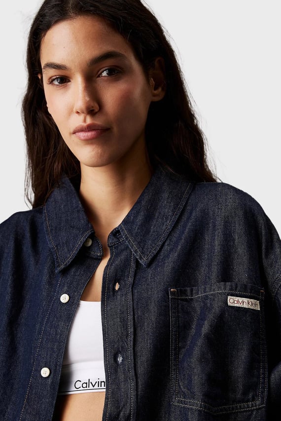 Женская темно-синяя джинсовая рубашка OVERSIZED LS DENIM SHIRT