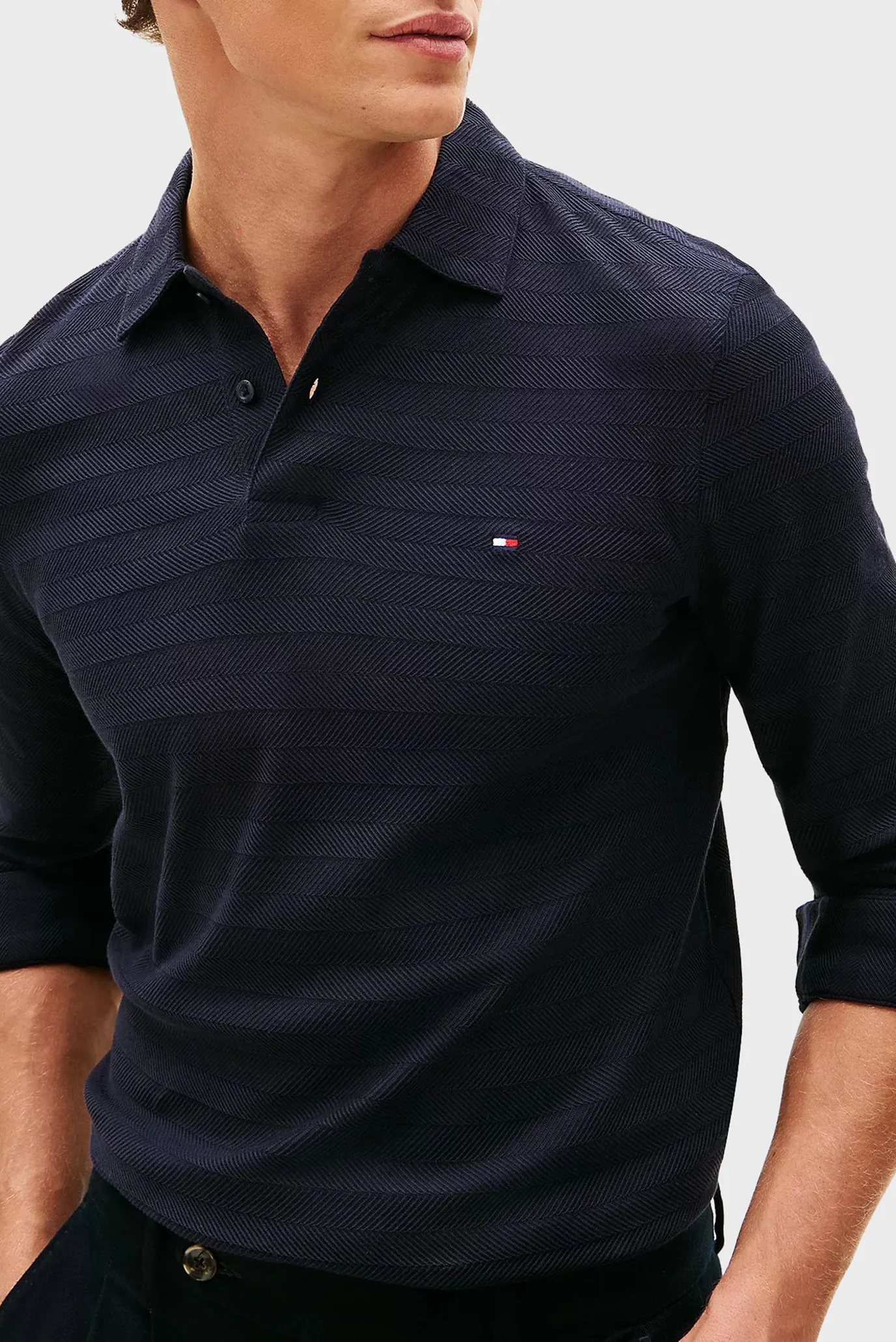 Поло с длинным рукавом LS HERRINGBONE REG POLO 4