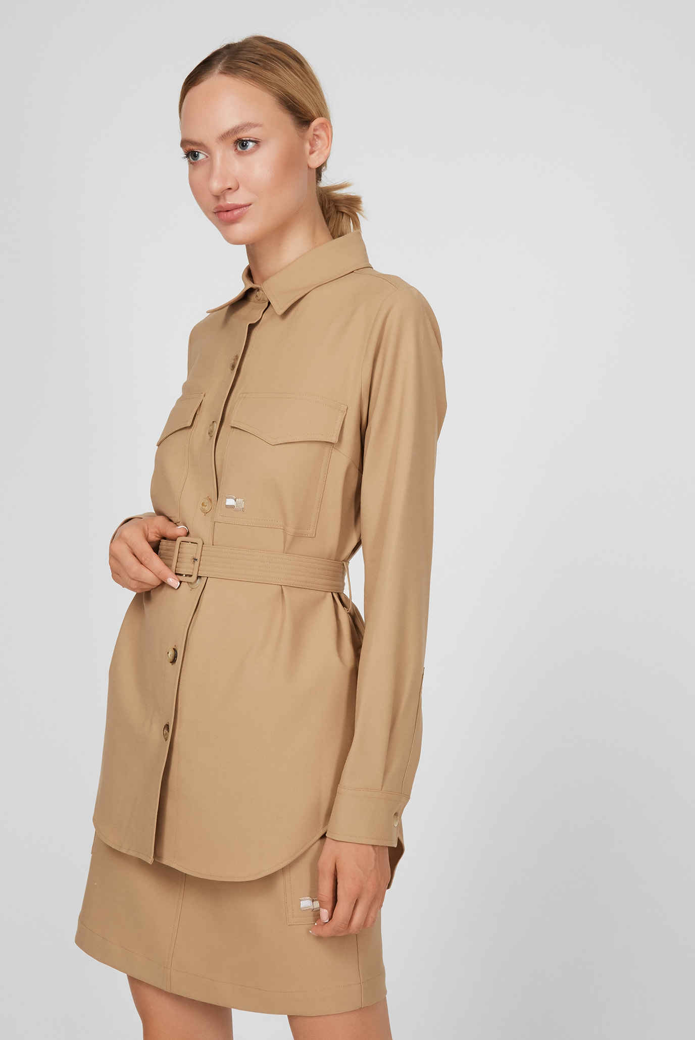 Женская бежевая рубашка-пальто ICON SOFT WOOL 8