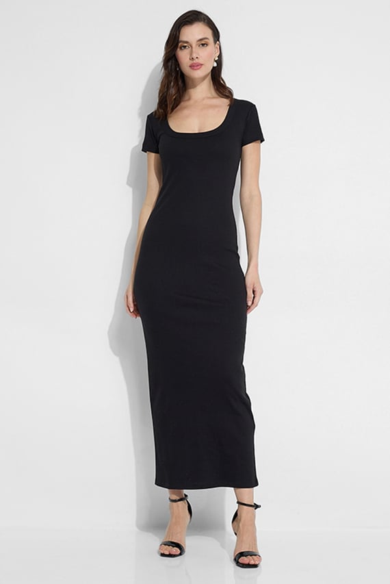 Платье COTTON RIB SS ANKLE DRESS