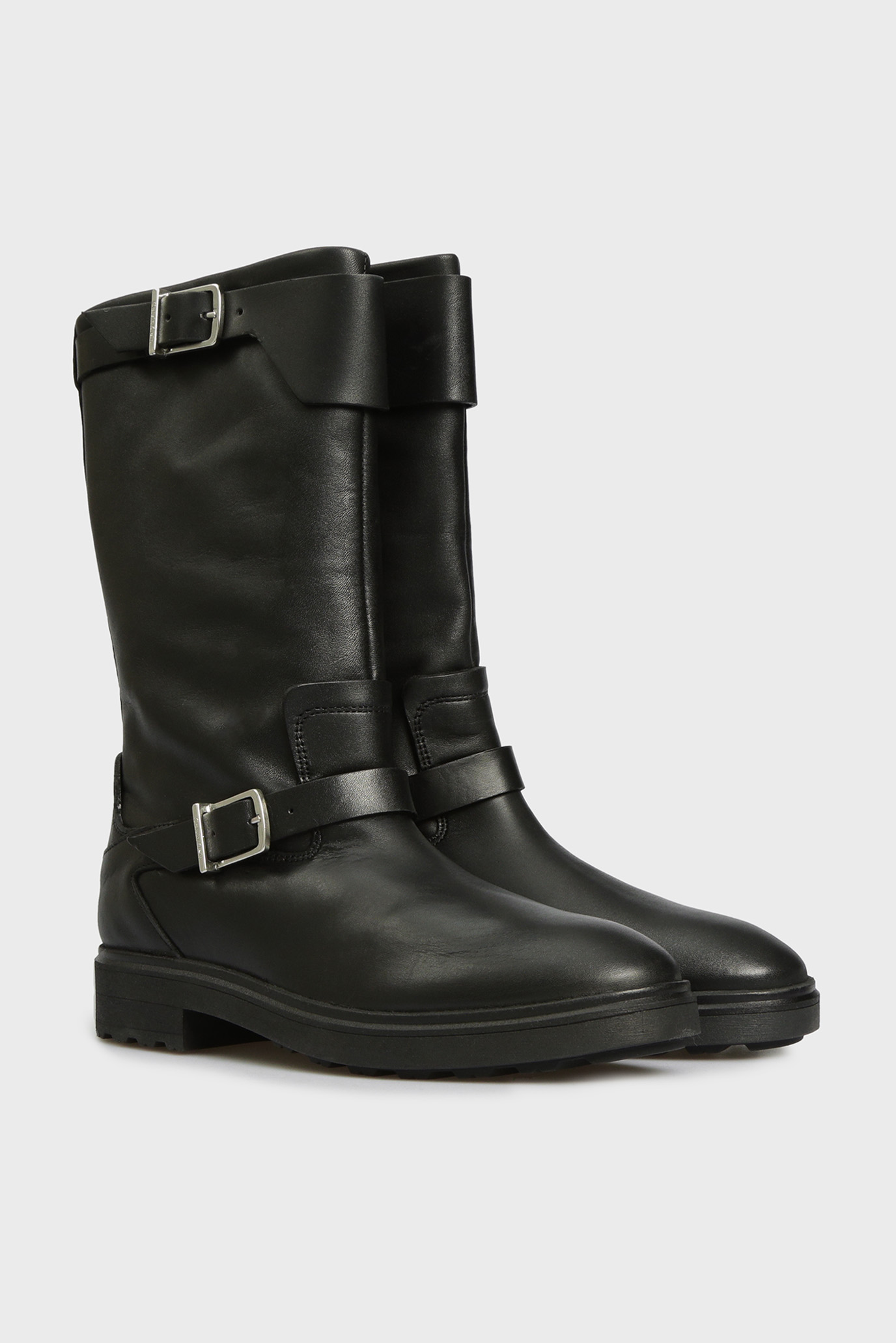 Женские черные кожаные сапоги 7