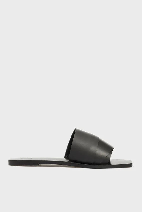 Женские черные кожаные слайдеры Domenica PRPY