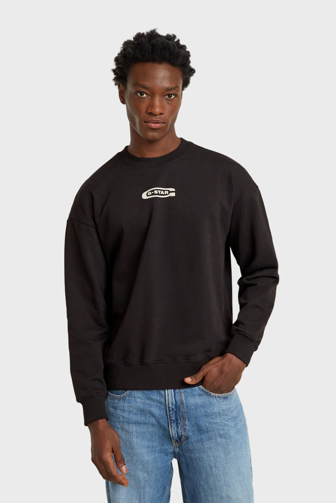 Мужской черный свитшот Photo back print loose 2