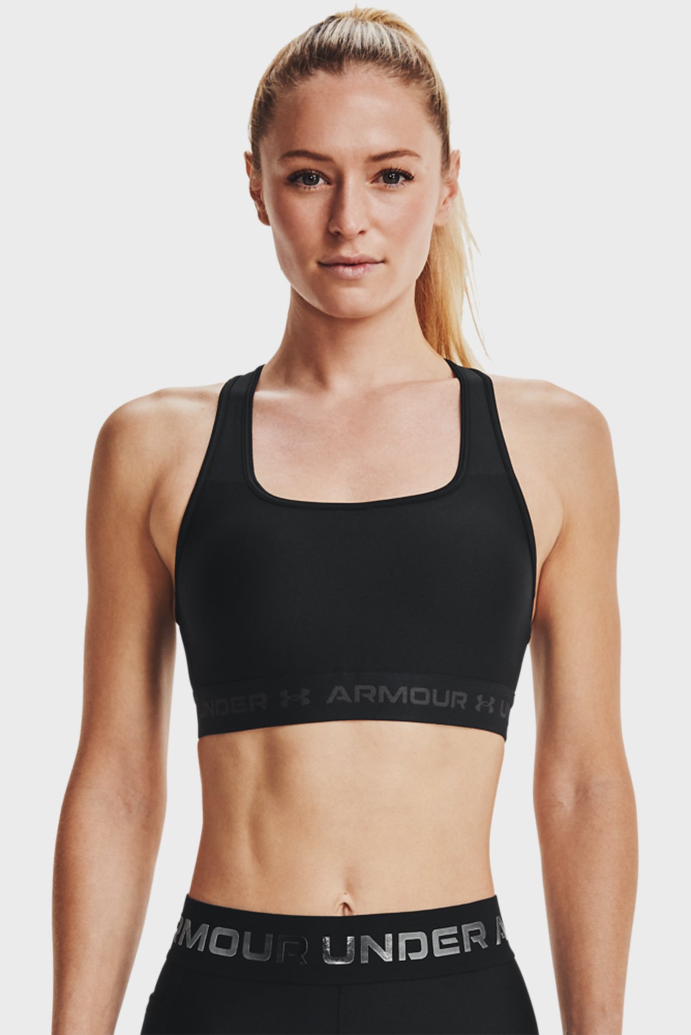 Женский черный топ UA Crossback Mid Bra-BLK 1