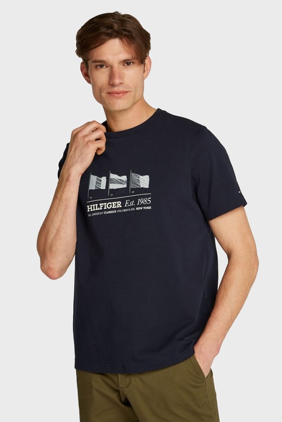 Мужская темно-синяя футболка HILFIGER FLAGS TEE Tommy Hilfiger