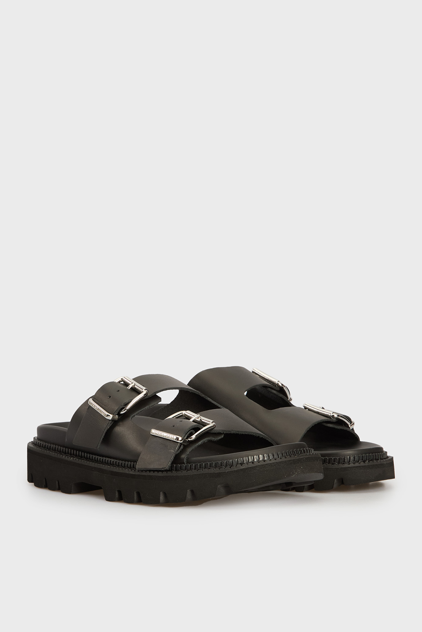 Женские черные кожаные слайдерыTommy Jeans Женские черные кожаные слайдеры 3