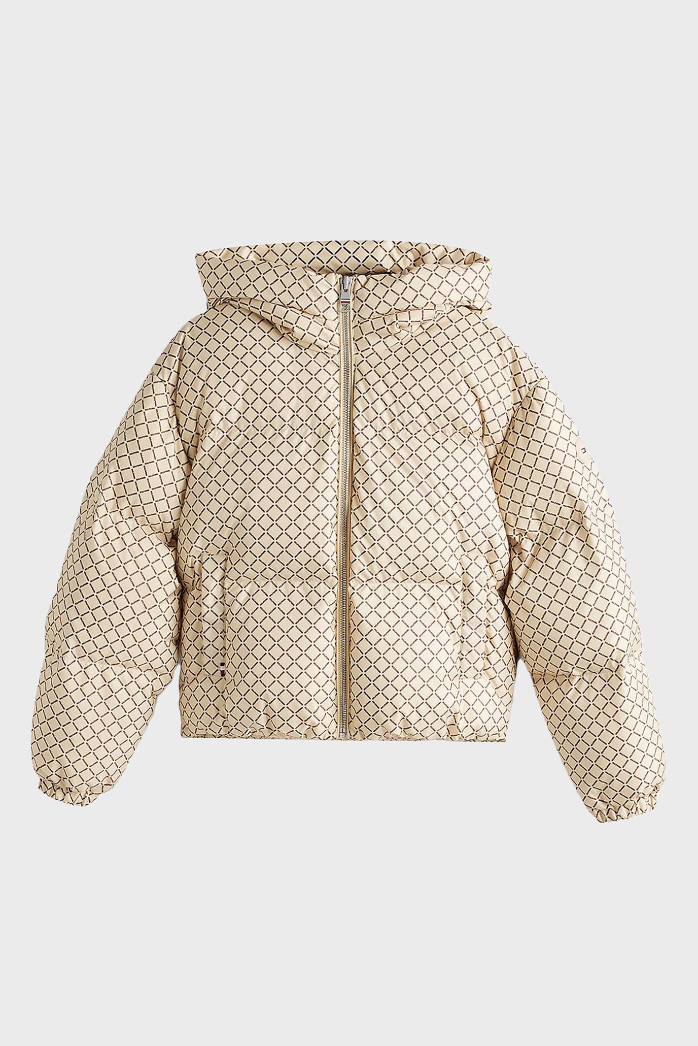 Женский бежевый пуховик с узором NEW YORK DOWN AOP JKT WITH HOOD 5