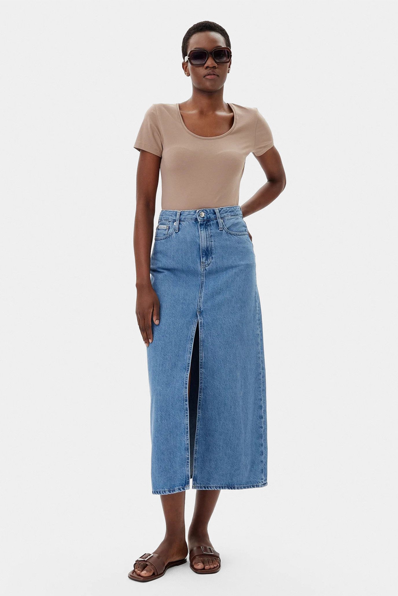 Женская голубая джинсовая юбка A-LINE MAXICalvin Klein Jeans Женская голубая джинсовая юбка A-LINE MAXI 2