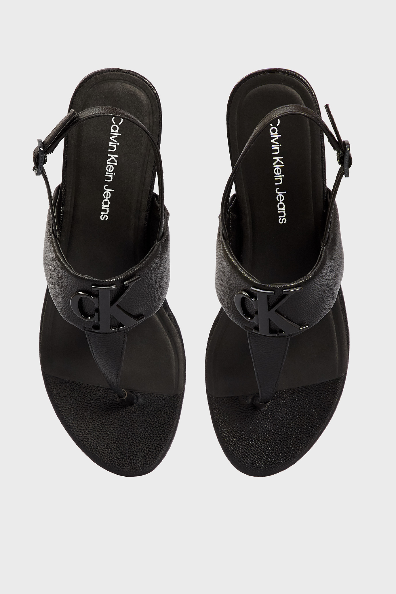 Женские черные кожаные сандалии FLAT 9