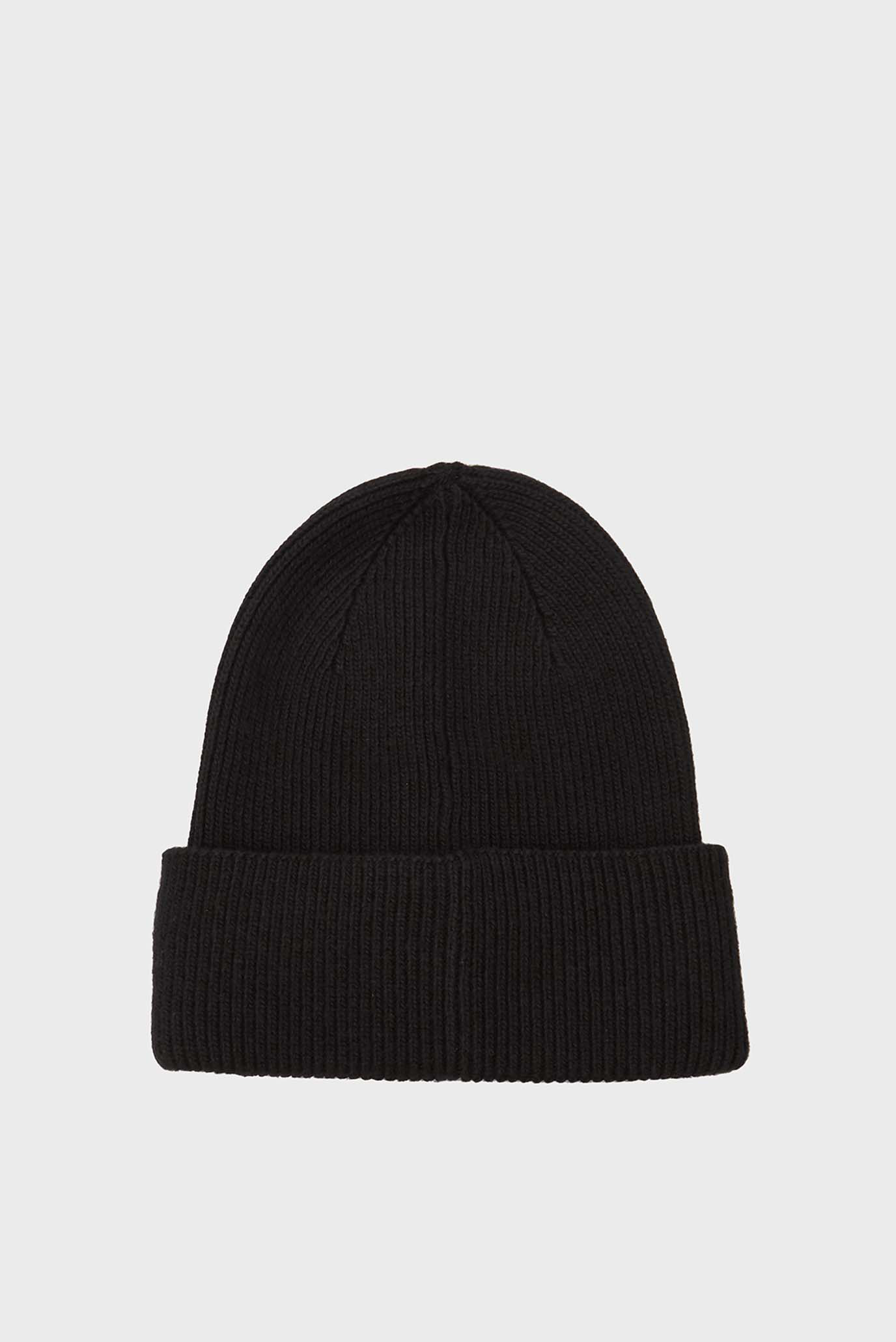 Мужская черная шапка COTTON WOOL FINE RIB BEANIE 3