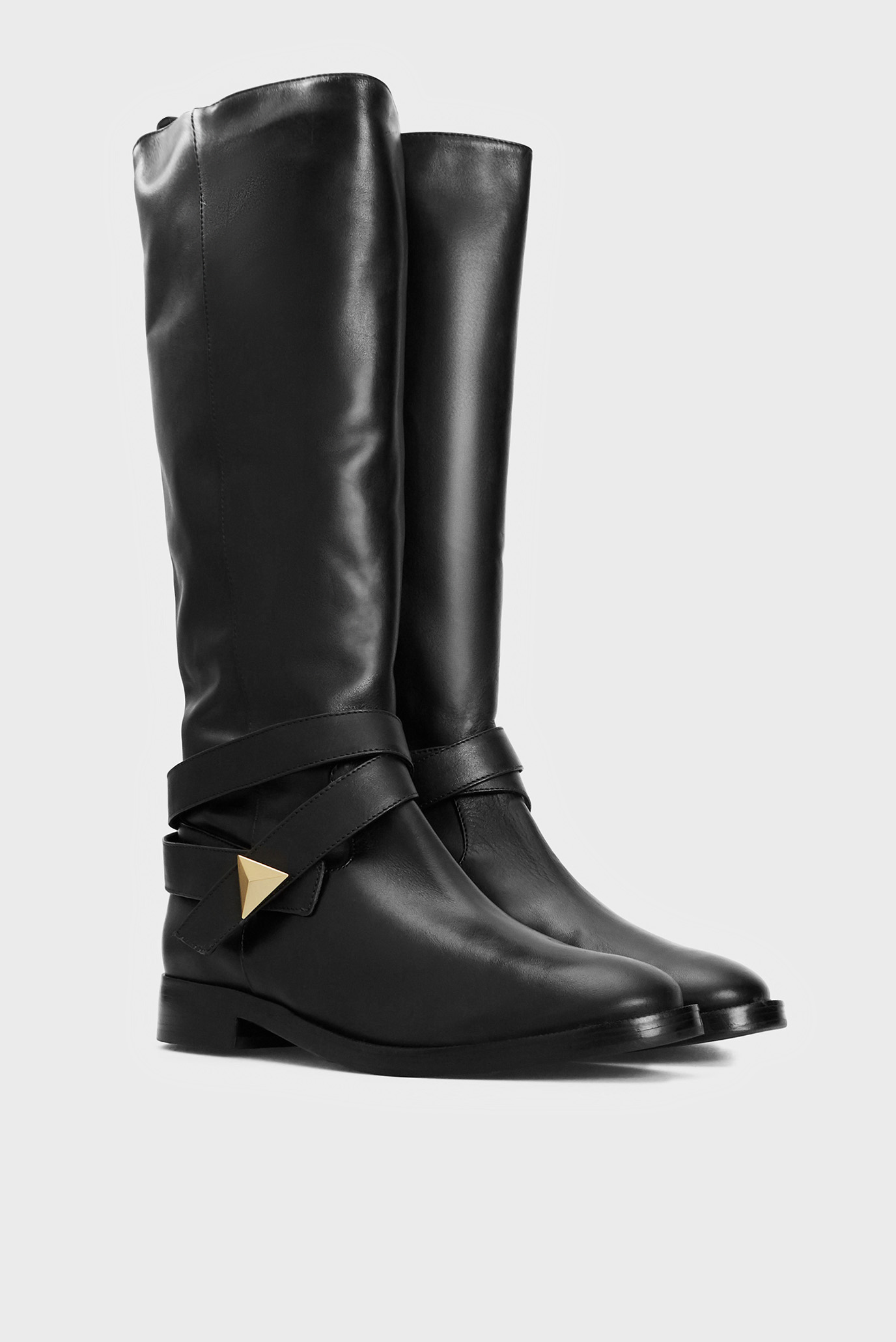 Женские черные кожаные сапоги 3