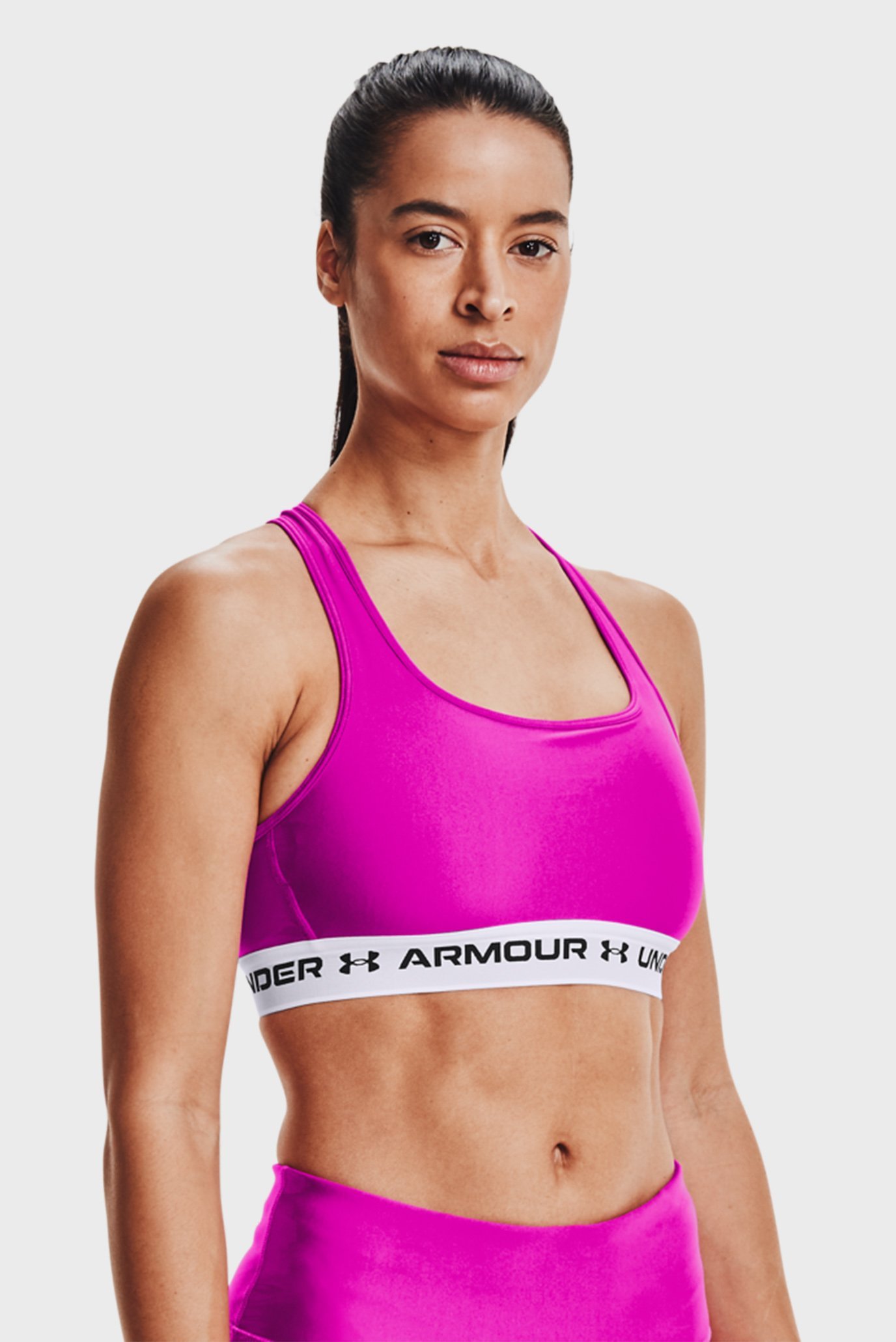 Женский розовый топ UA Crossback Mid Bra 7