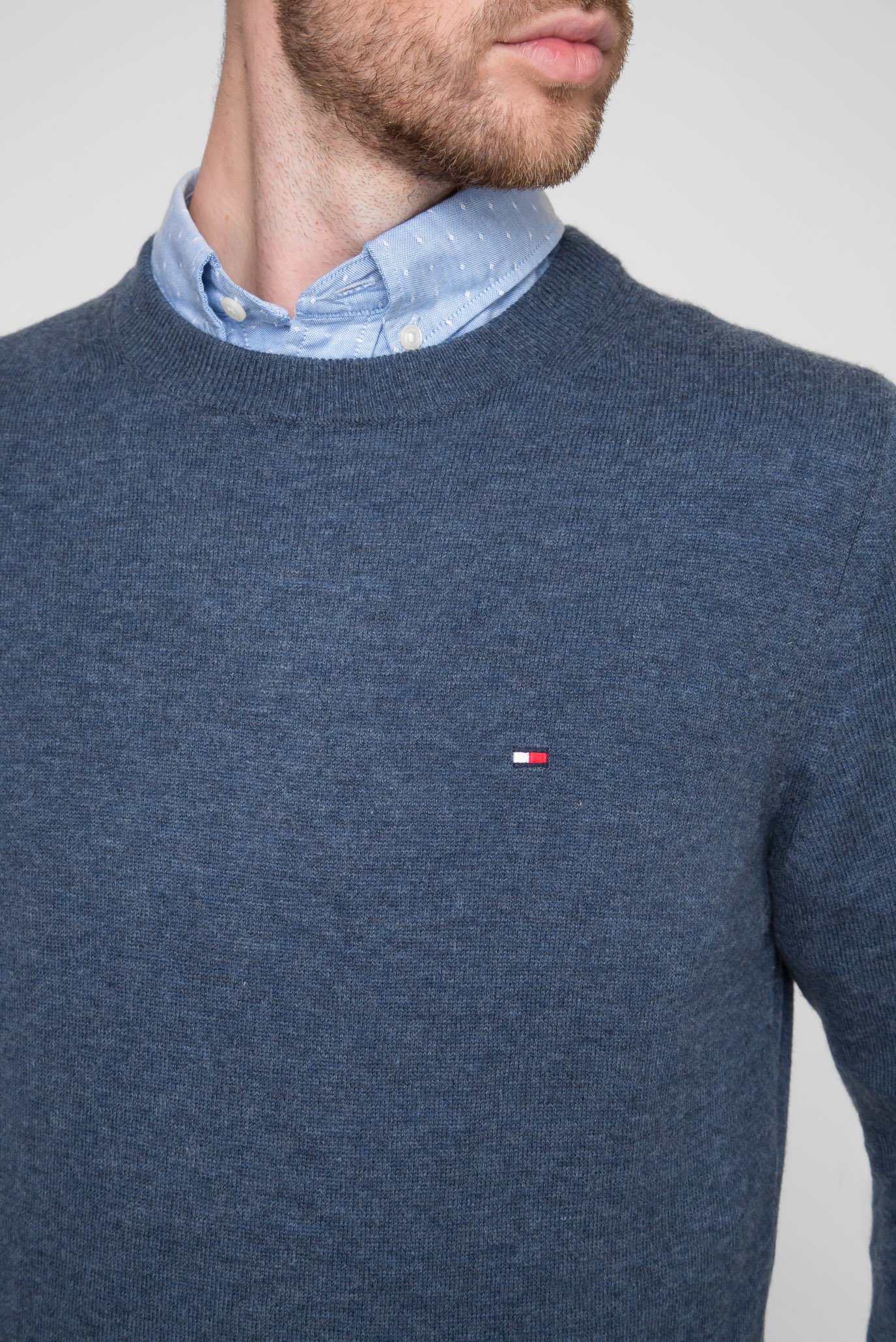 Мужской синий шерстяной джемпер LAMBSWOOL CREW NECK 9