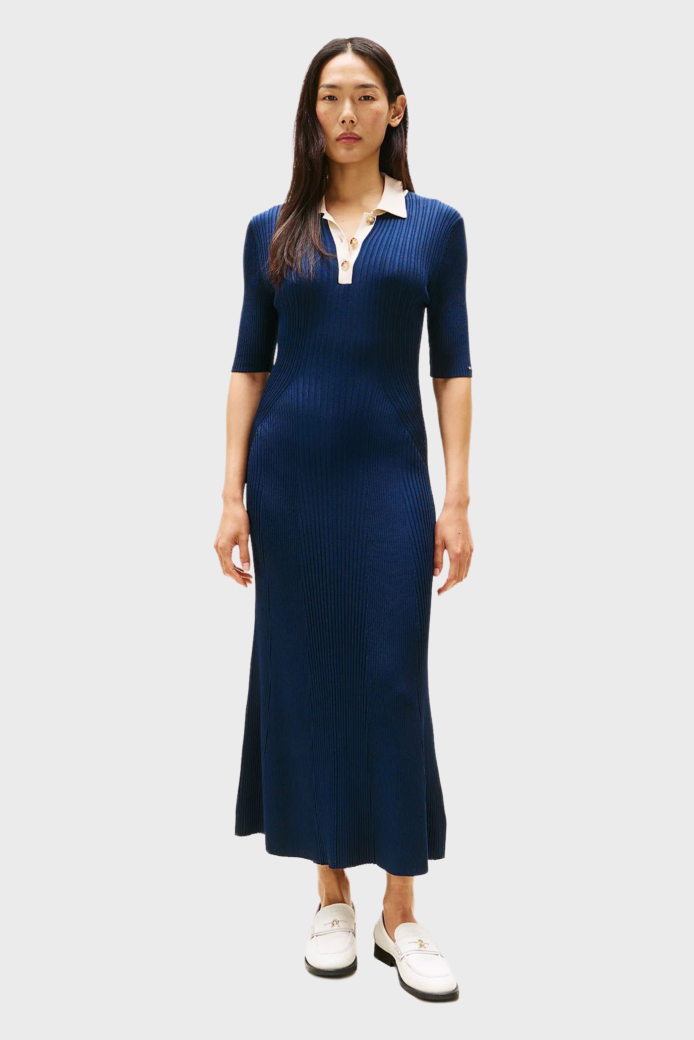 Платье/MIXED RIB CONTRAST POLO DRESS 1