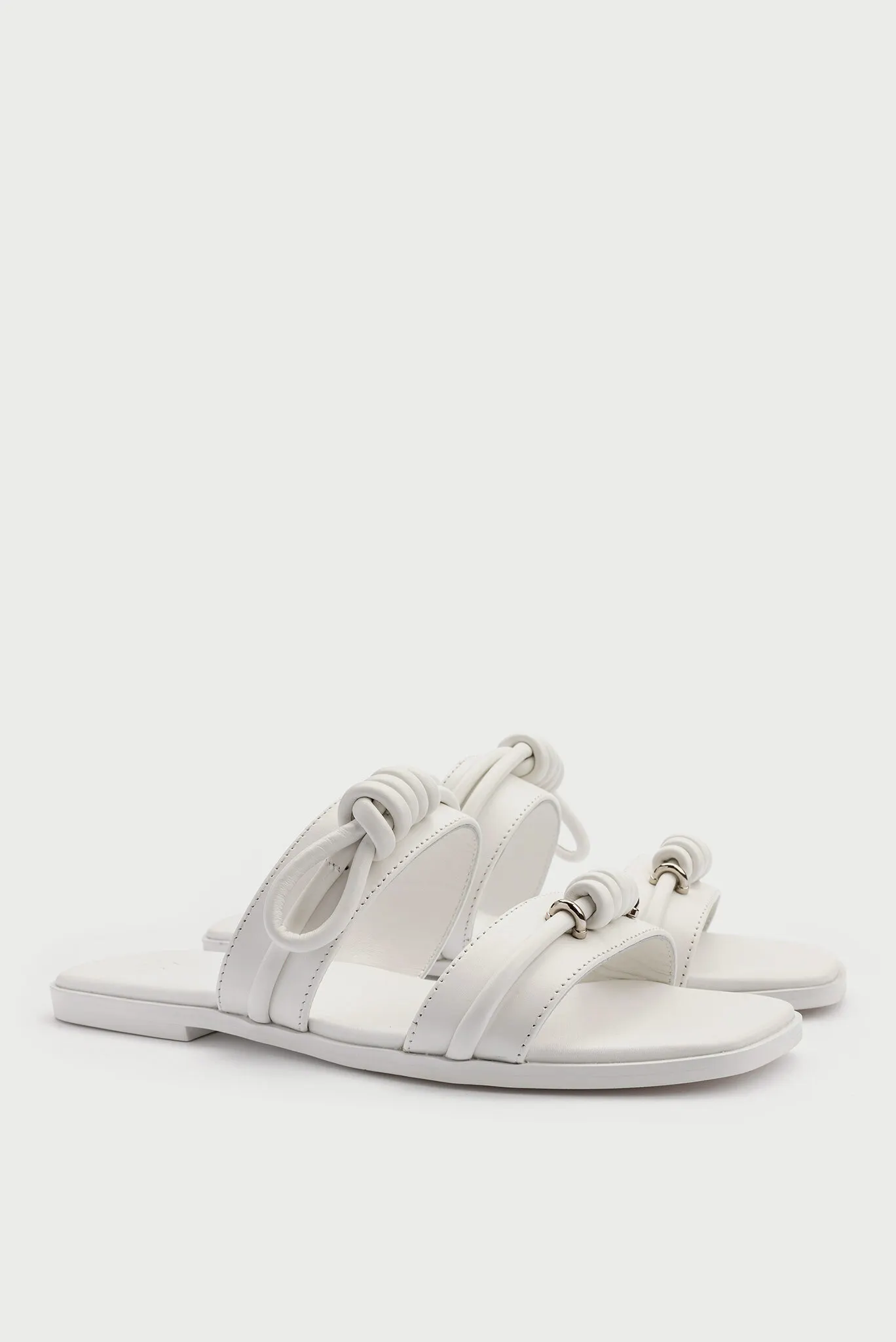 Женские белые кожаные слайдеры Luana 2