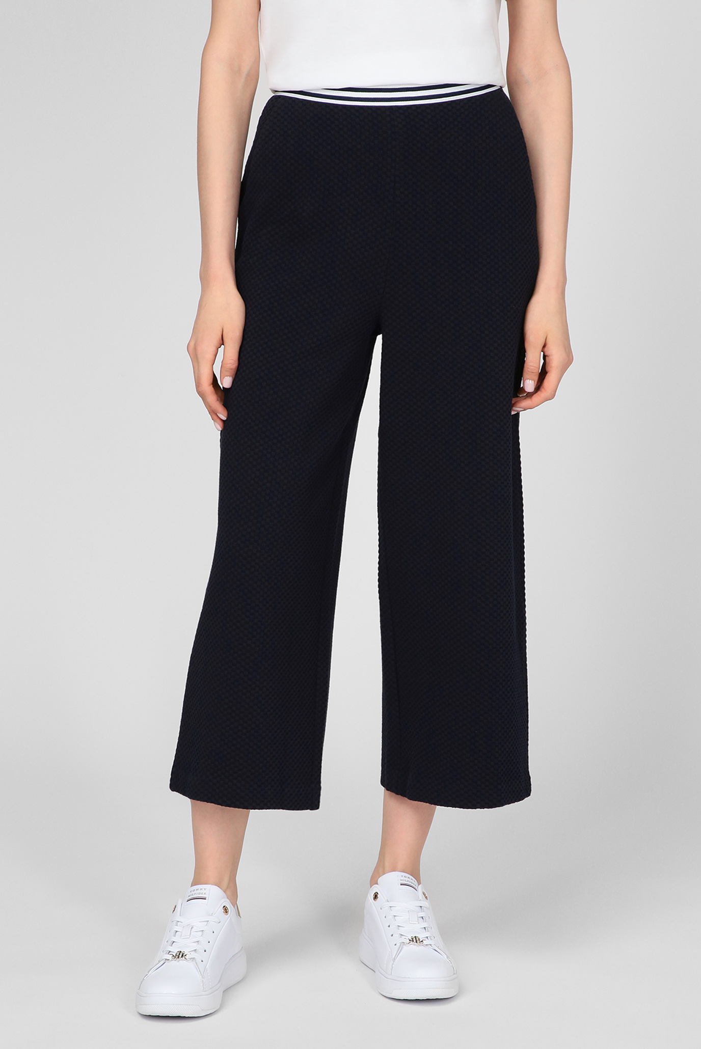 Женские темно-синие кюлоты TEXTURED KNIT WIDE LEG CROP PANT 6