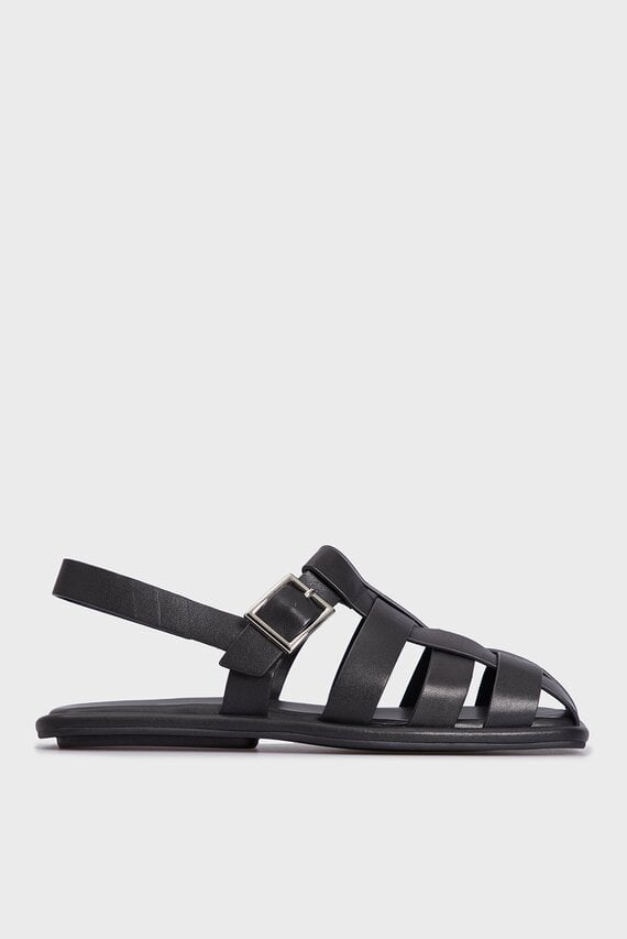 Женские черные кожаные сандалии Winter PRPY