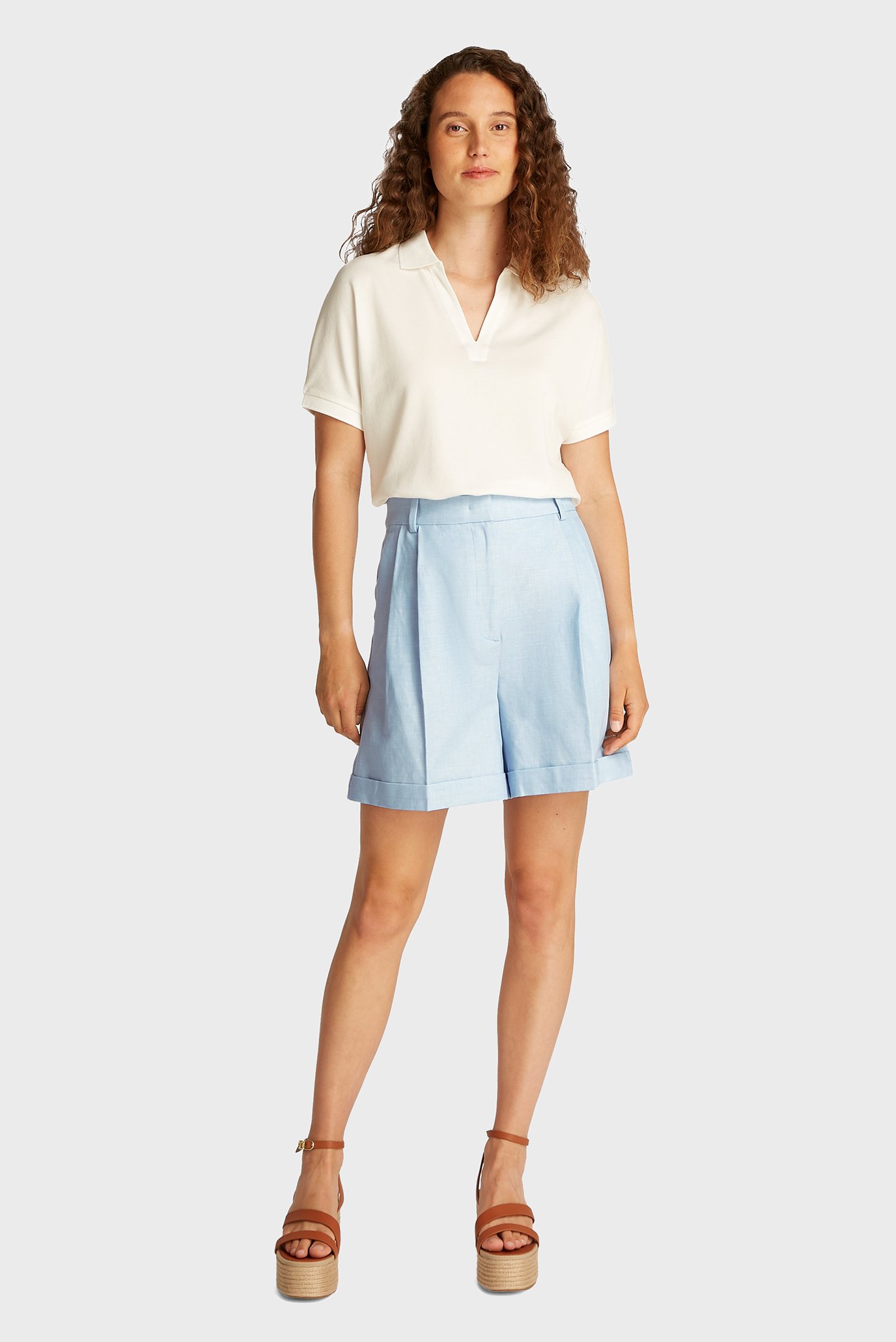 Женские голубые шорты PLEATED 2