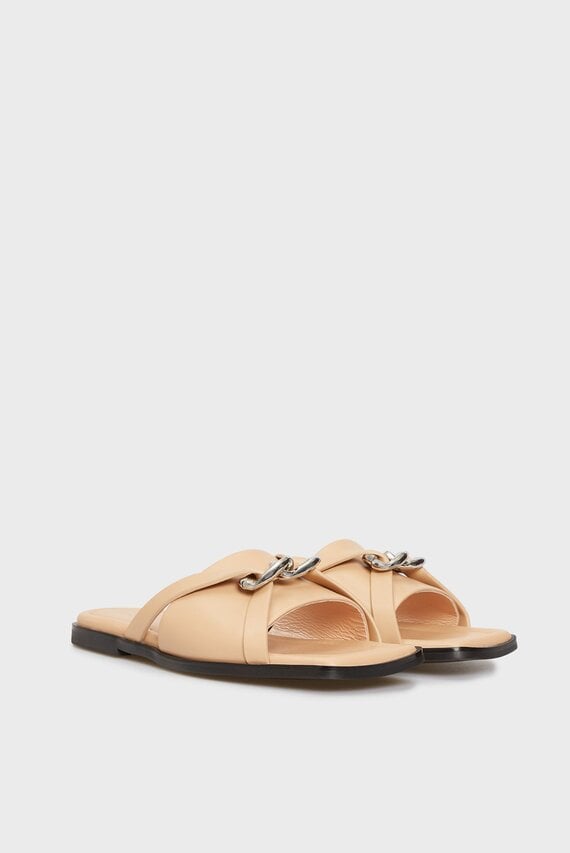 Женские бежевые кожаные слайдеры Nia