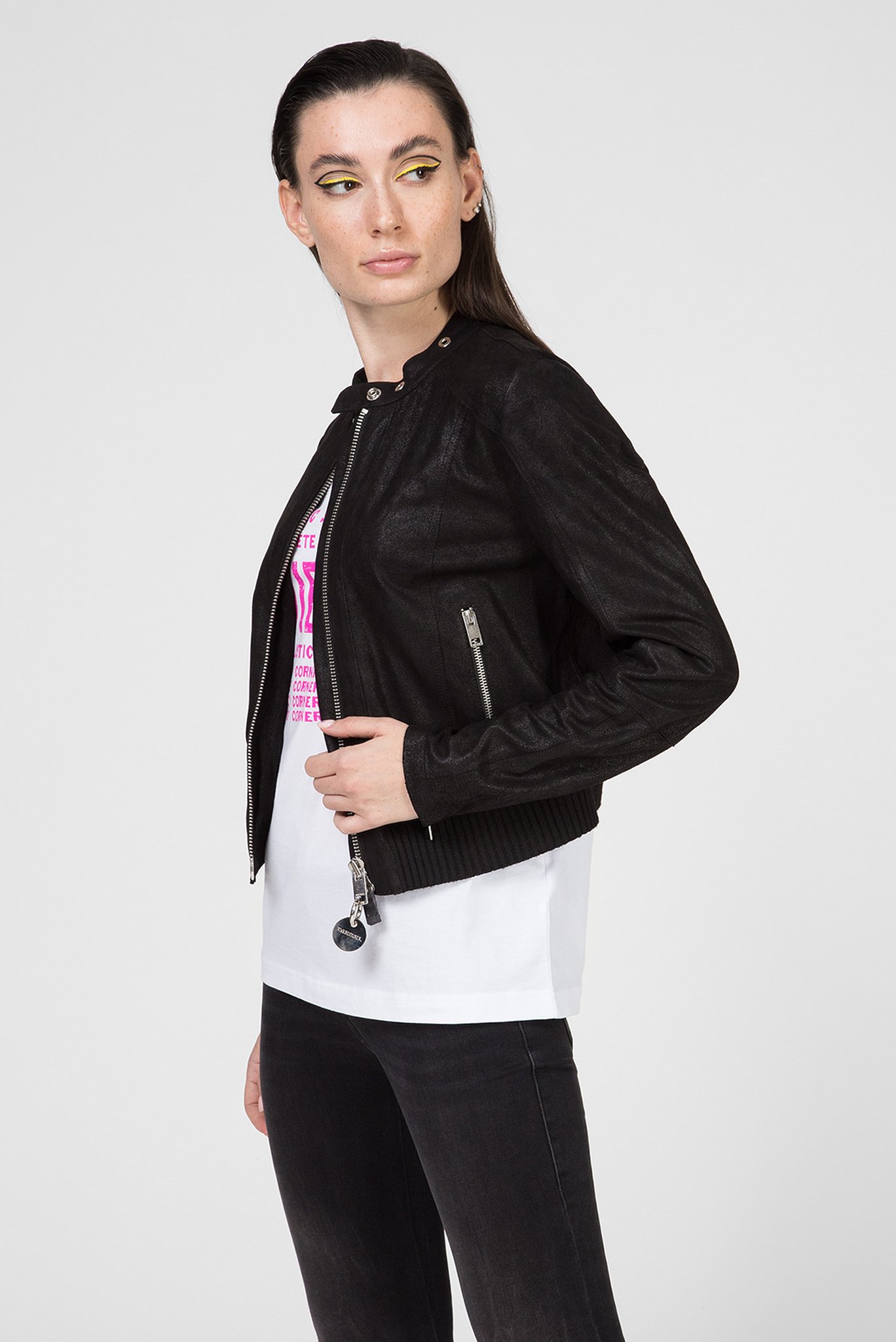 Женская черная кожаная куртка L-LYSSA-G GIACCA 2