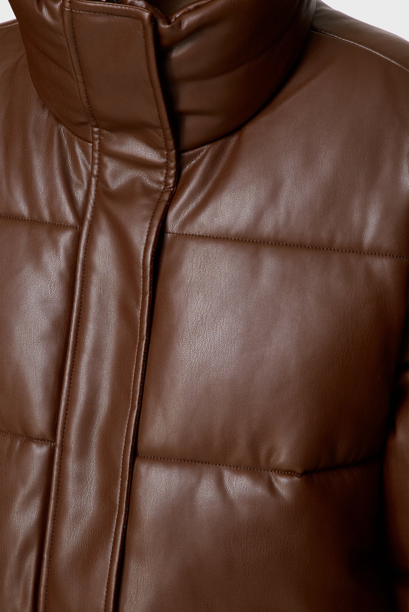 Женская коричневая куртка PU PADDED PUFFER JACKET 3