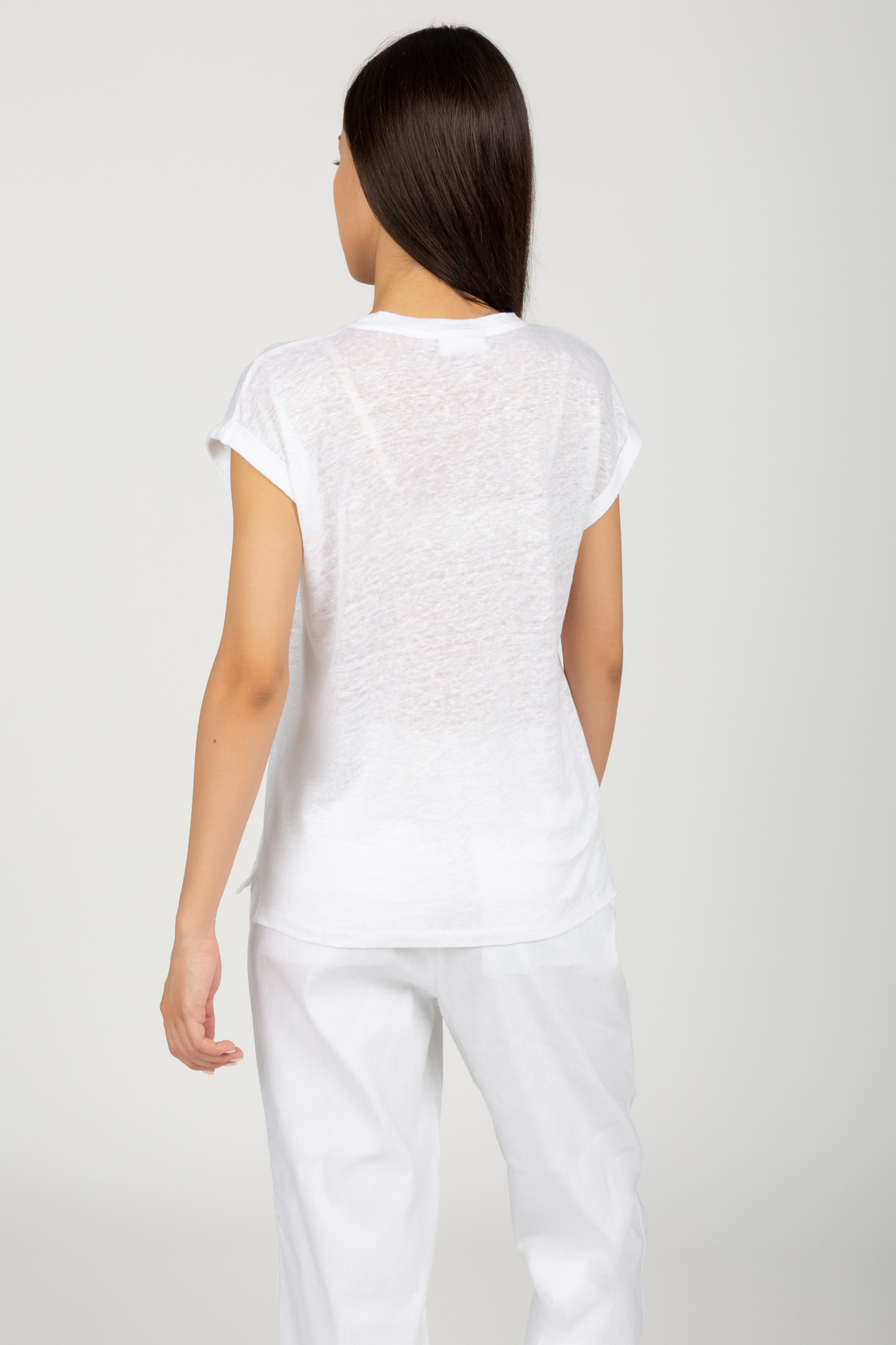 Топ LINEN JERSEY TURN UP SLV TOP 3