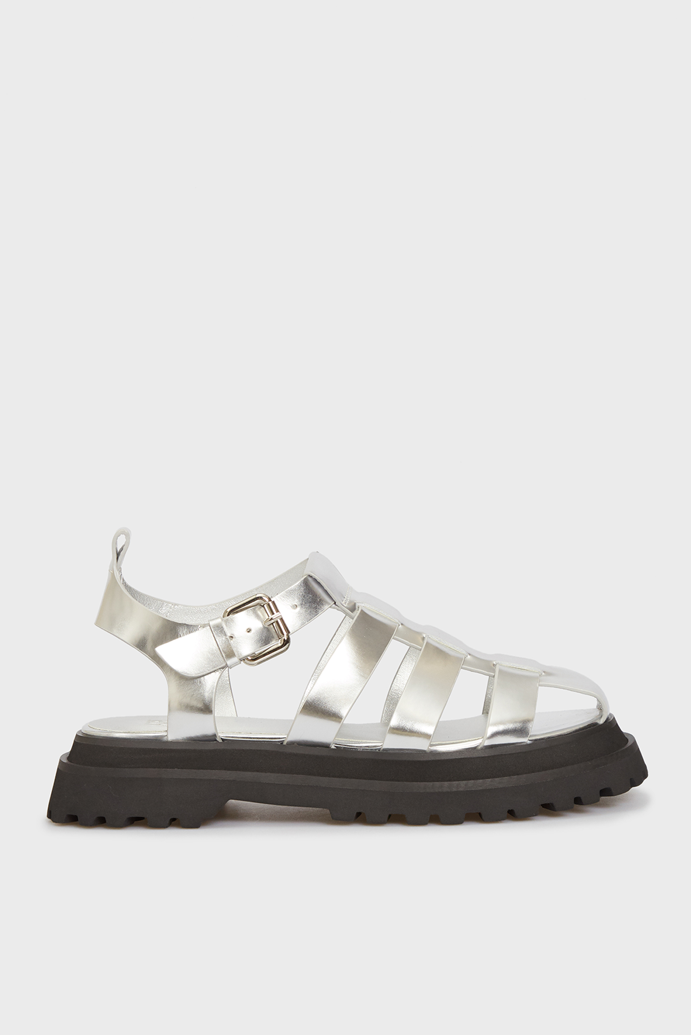 Женские серебристые кожаные сандалии Sam 6