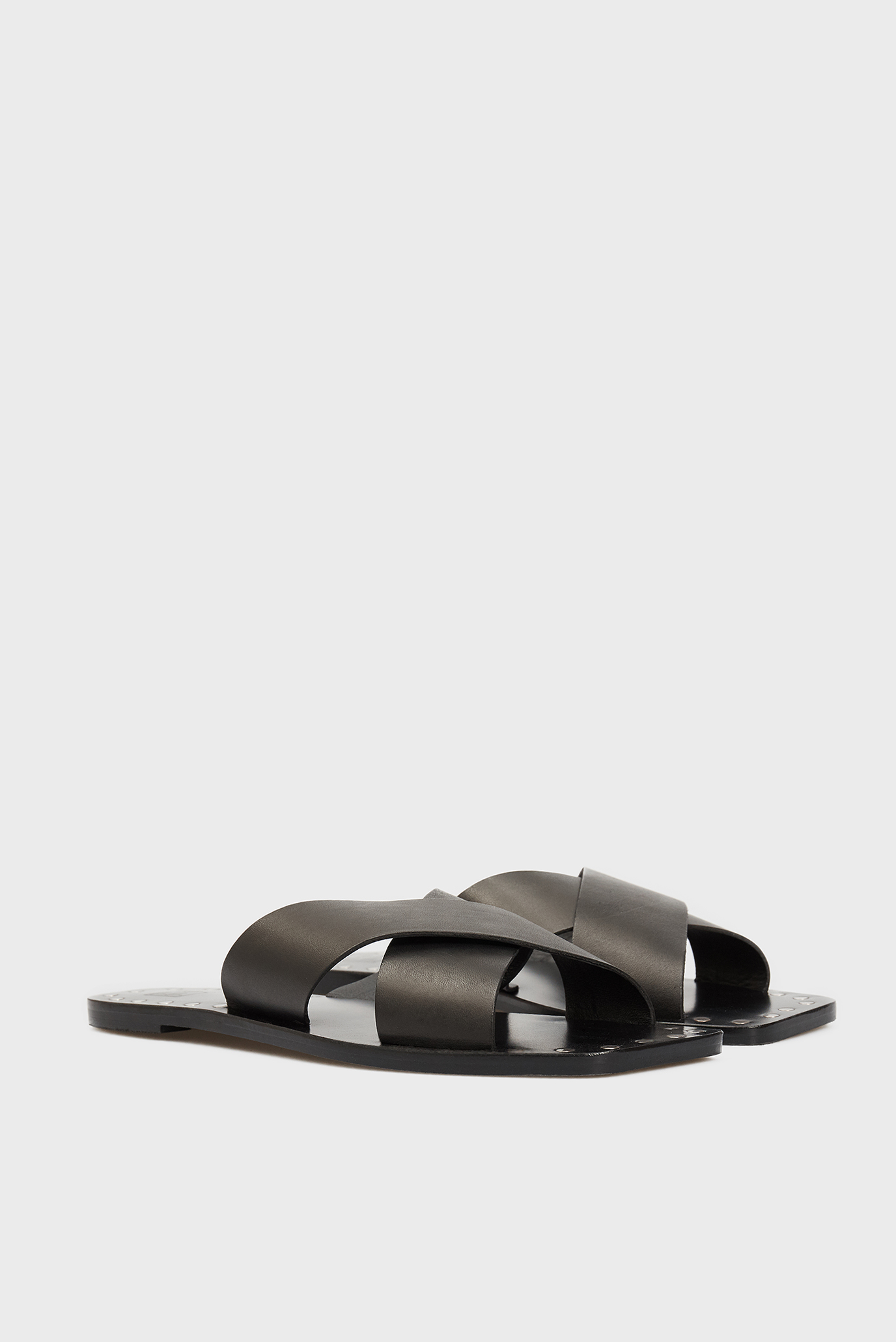 Женские черные кожаные слайдеры Adrianna 8