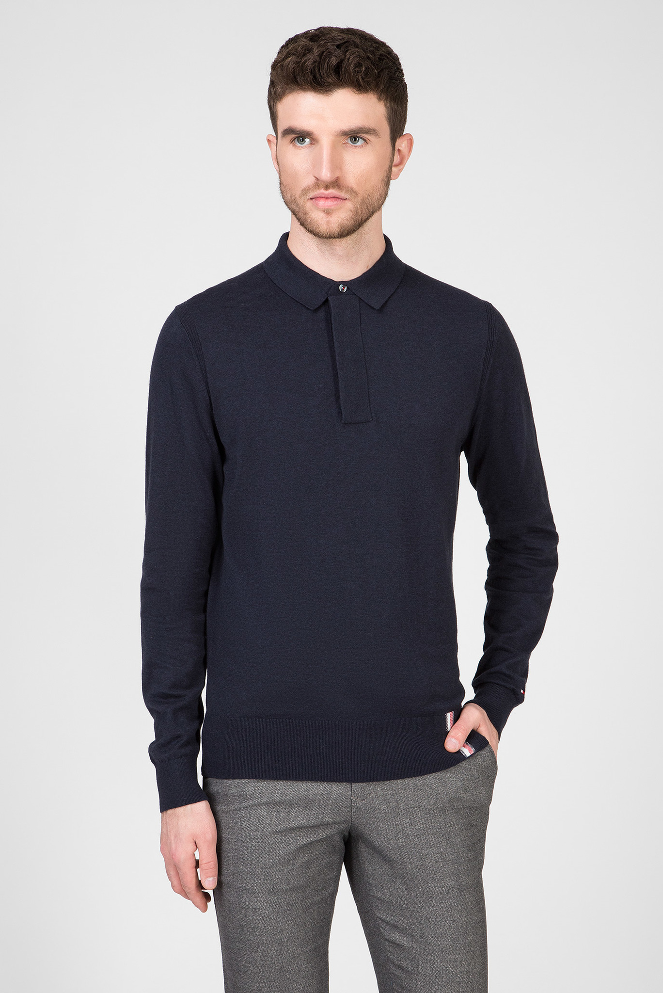 Мужское темно-синее поло COTTON SILK CASHMERE 1