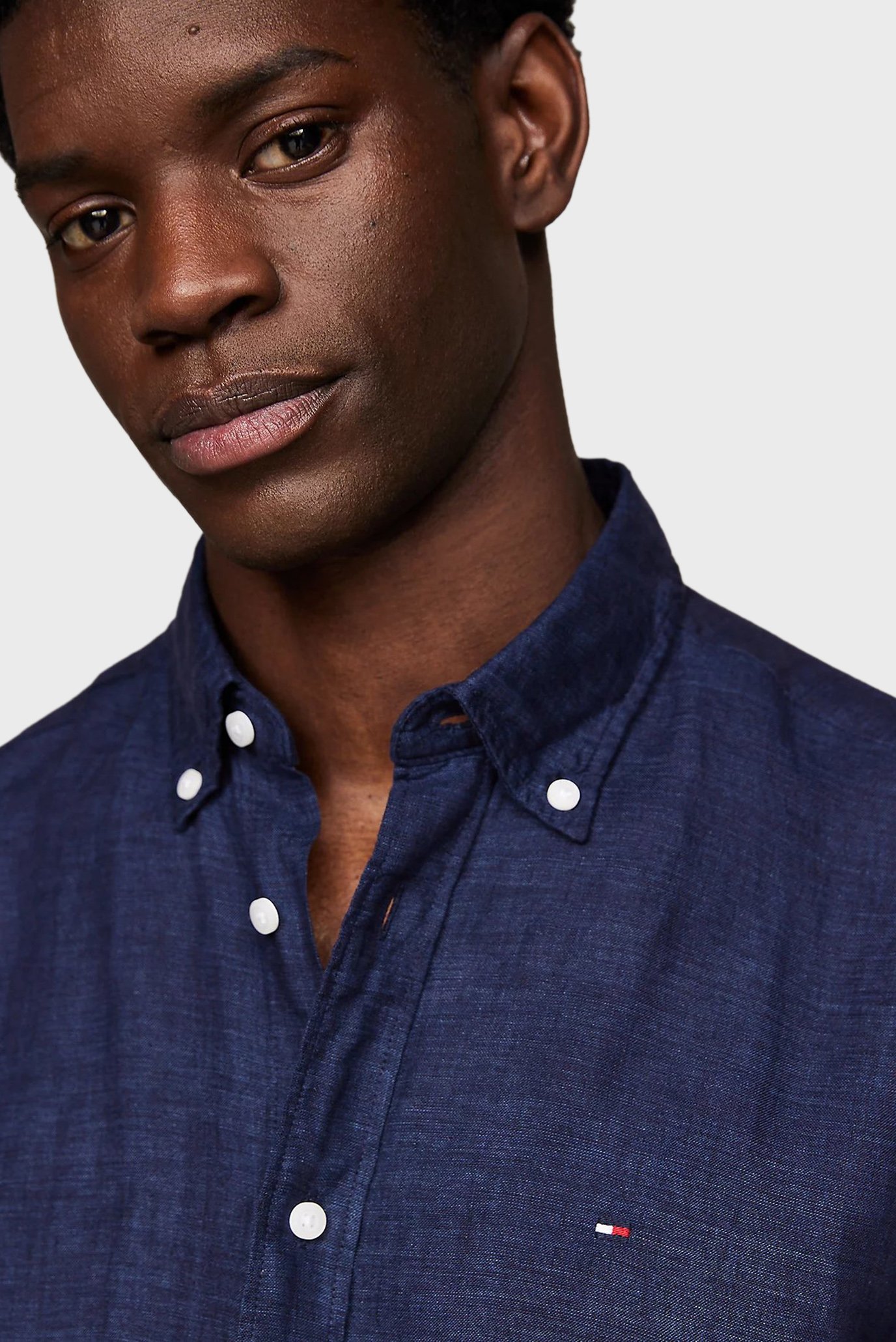 Мужская темно-синяя льняная рубашка PIGMENT DYED LINEN RF 4