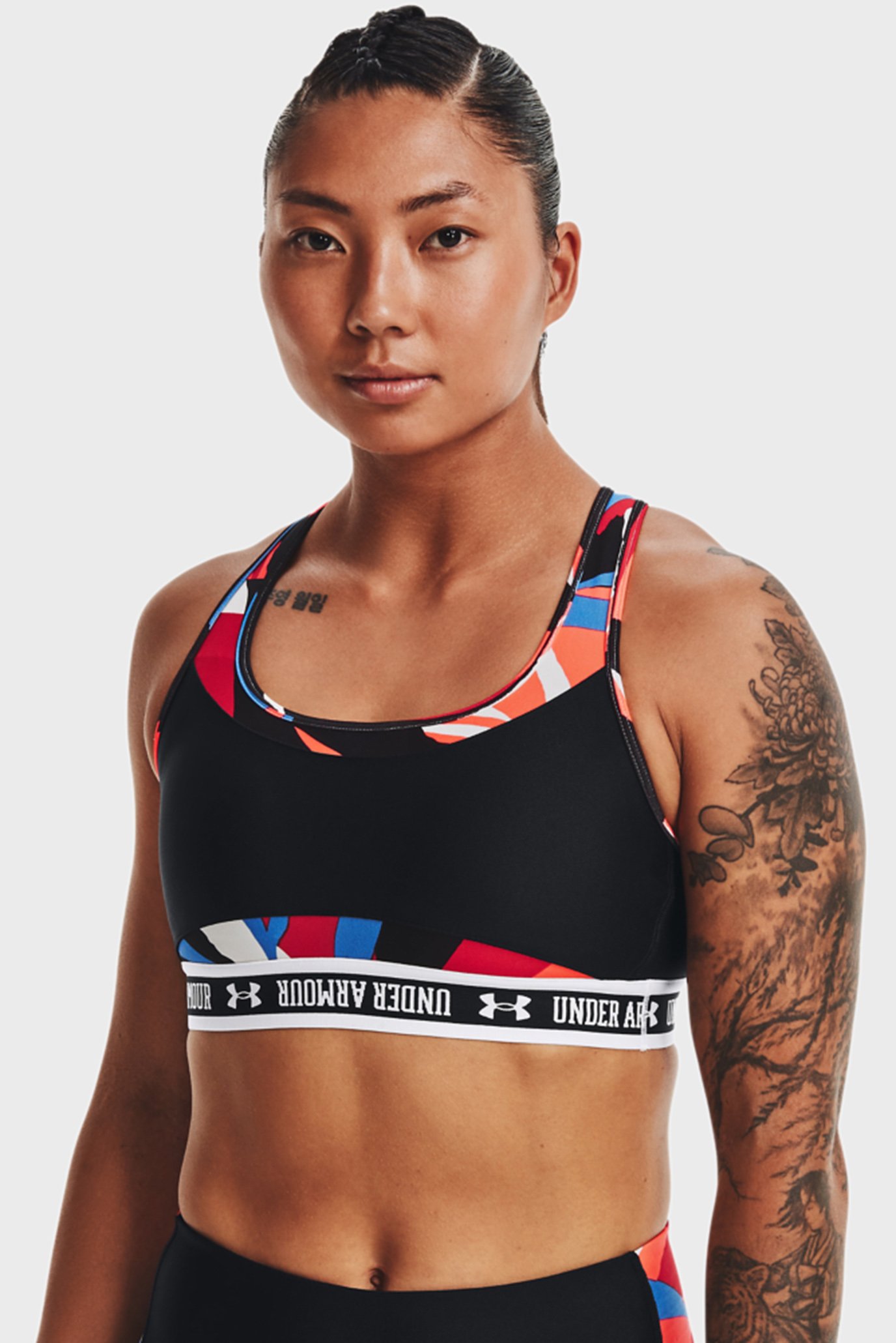 Женский черный спортивный топ UA Crossback Mid SP 9