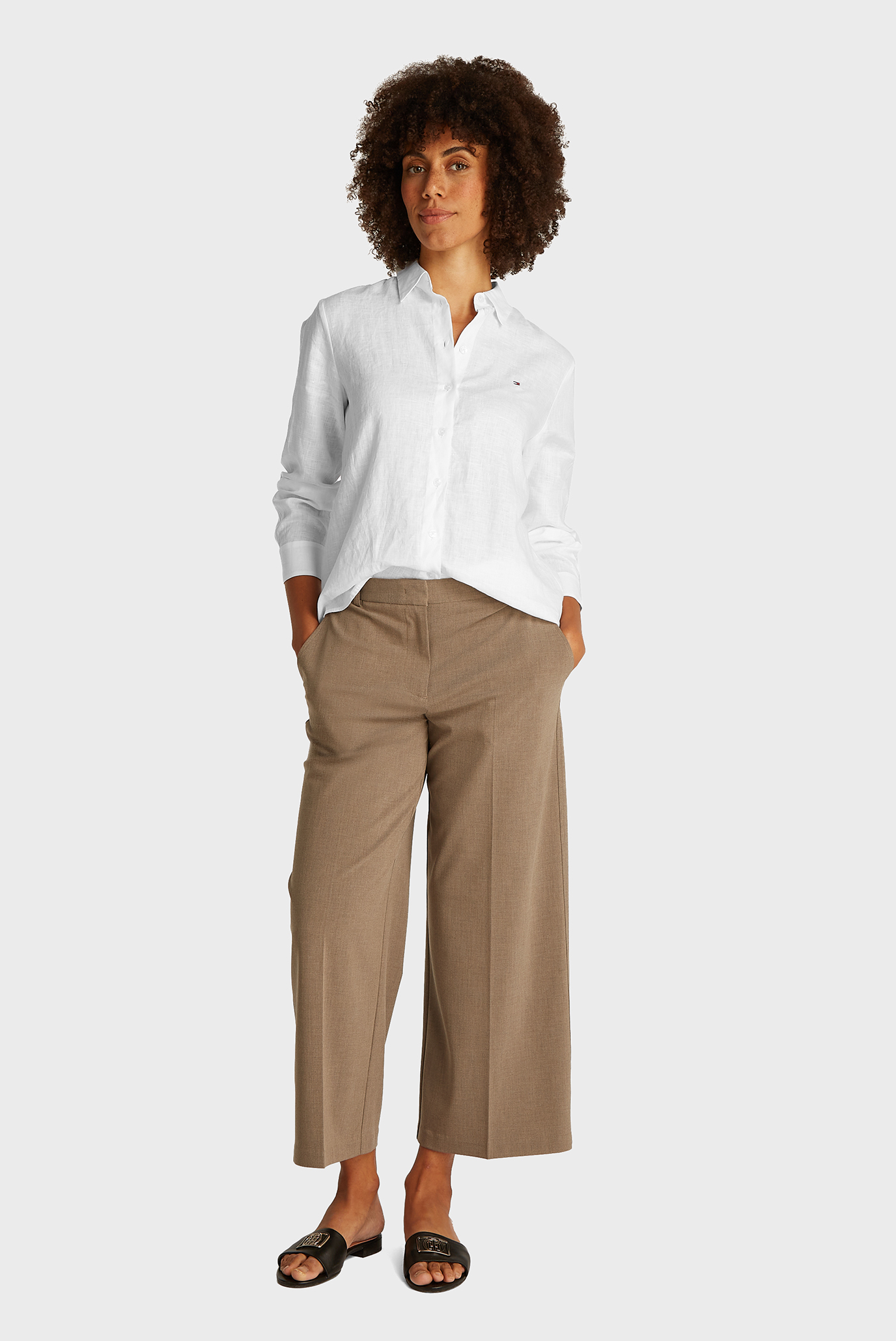 Женская белая льняная рубашка ESS 2