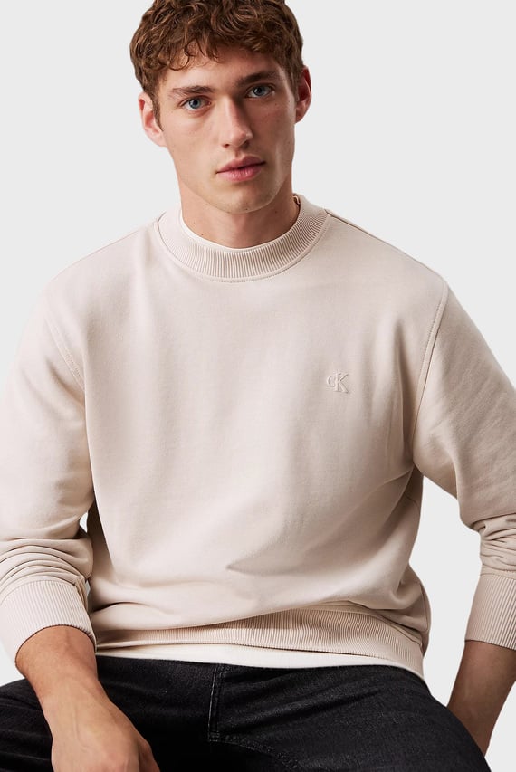 Мужской бежевый свитшот WASHED PUFF PRINT CREW NECK