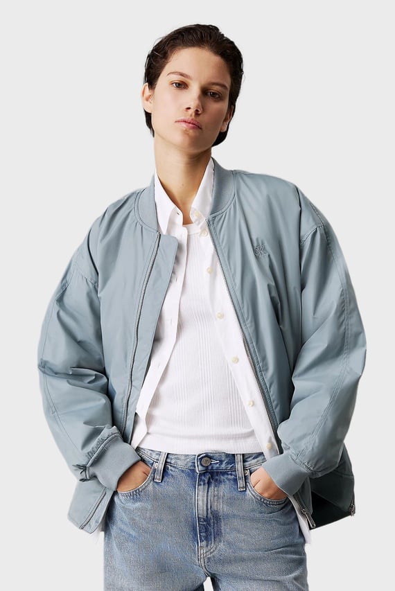 Женский голубой бомбер LONG BOMBER