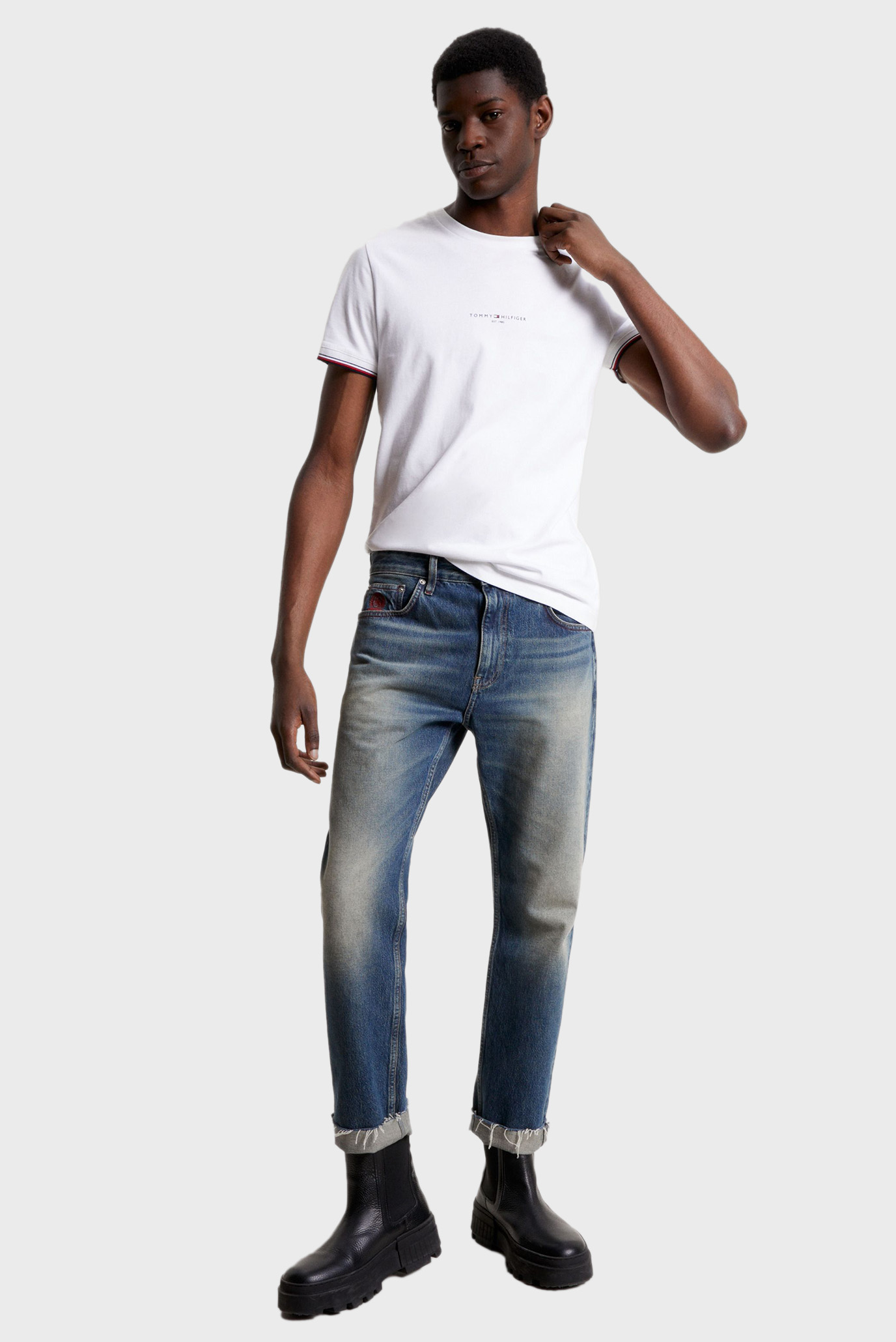 Мужская белая футболка TOMMY LOGO TIPPED TEE 6