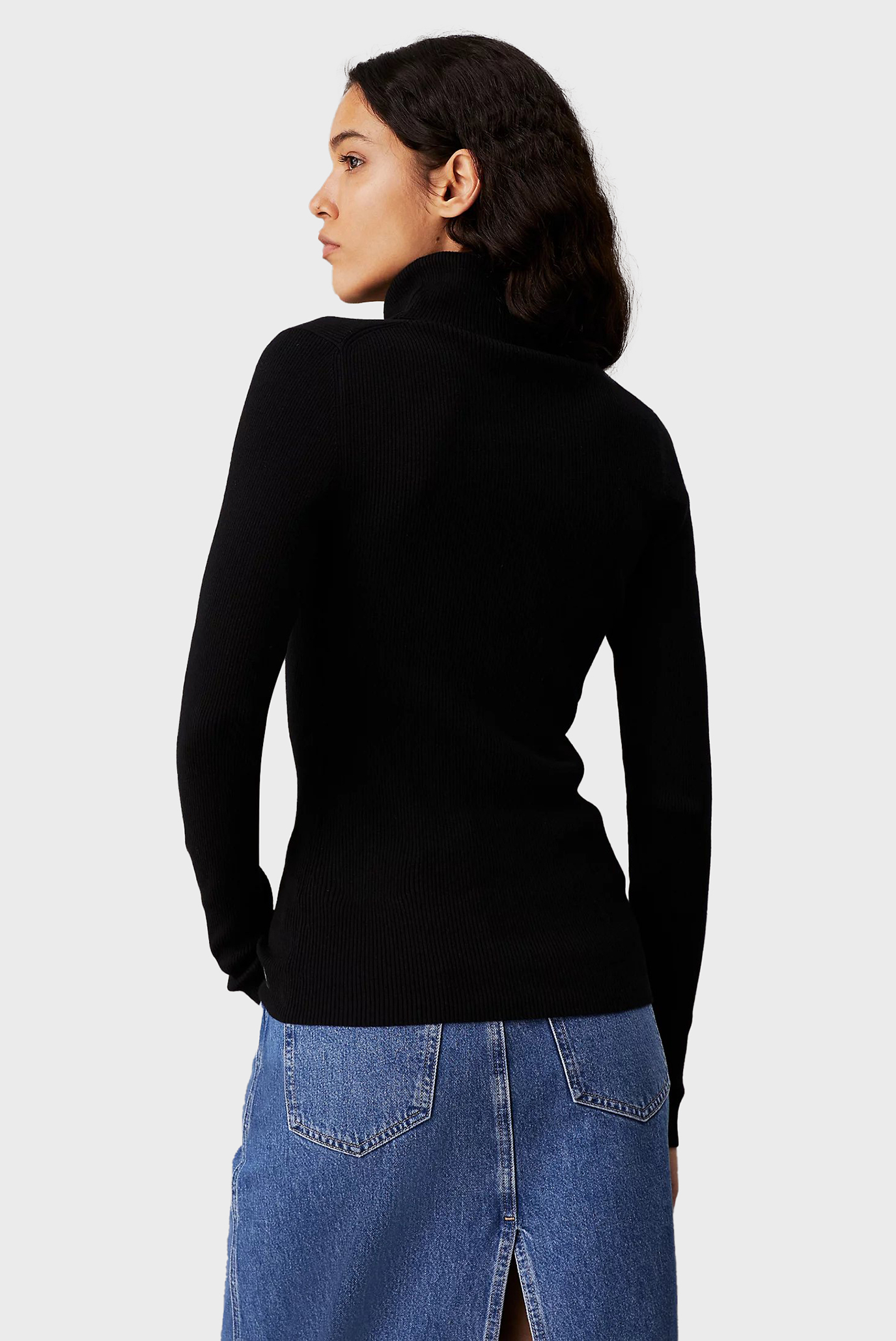 Женский черный гольф WOVEN LABEL ROLL NECK 3