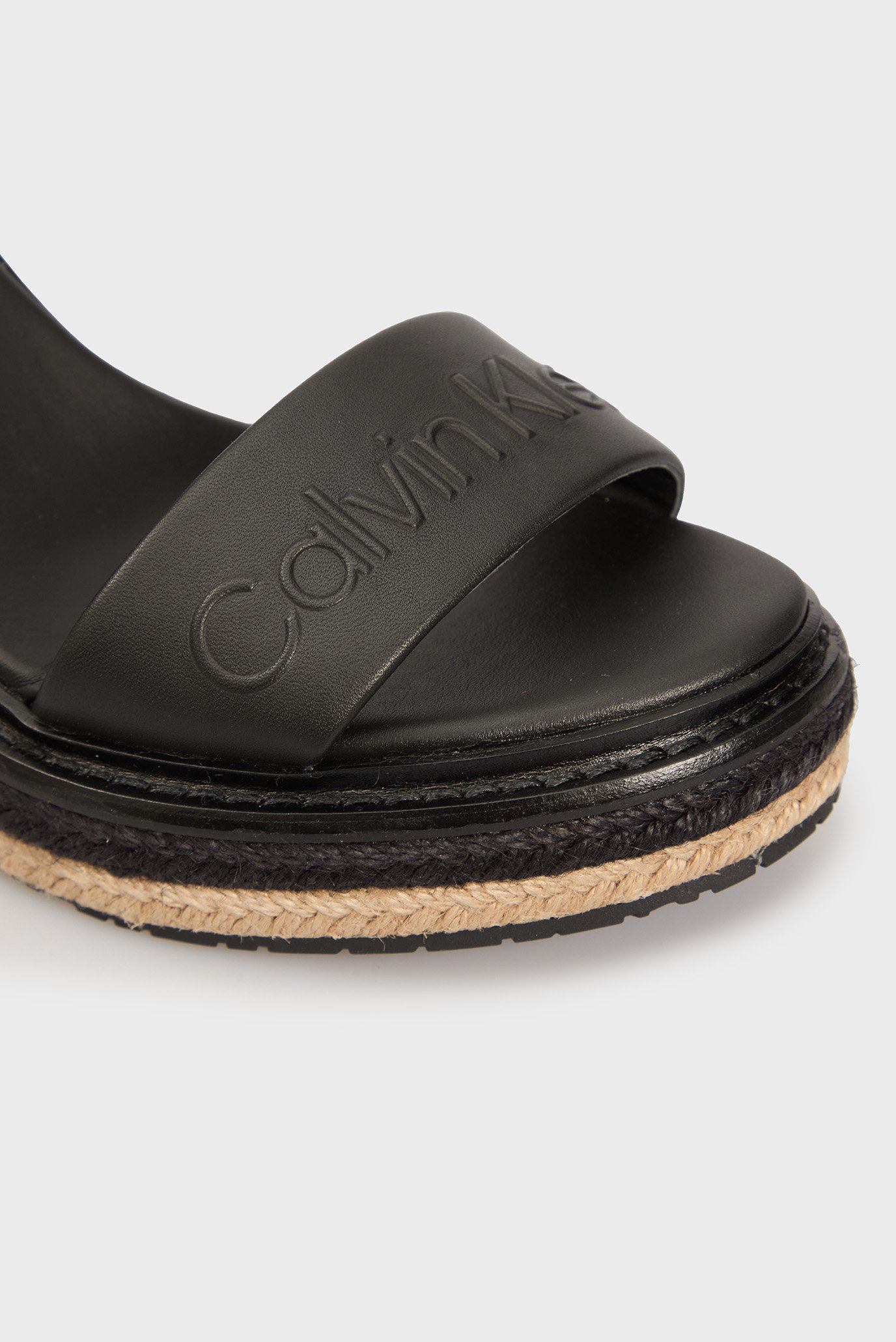 Женские черные кожаные босоножки WEDGE SANDAL 70 - HECalvin Klein Женские черные кожаные босоножки WEDGE SANDAL 70 - HE 4