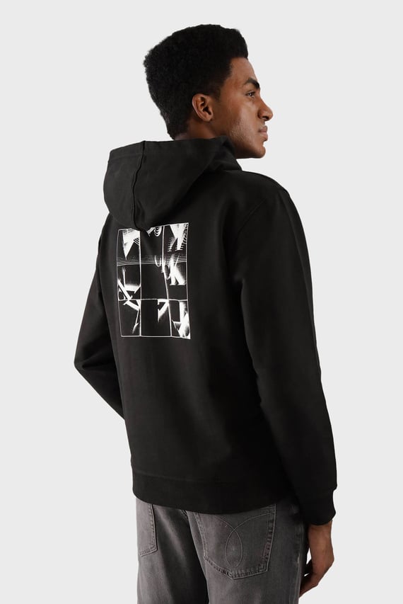 Мужское черное худи GRID MONOGRAM HOODIE