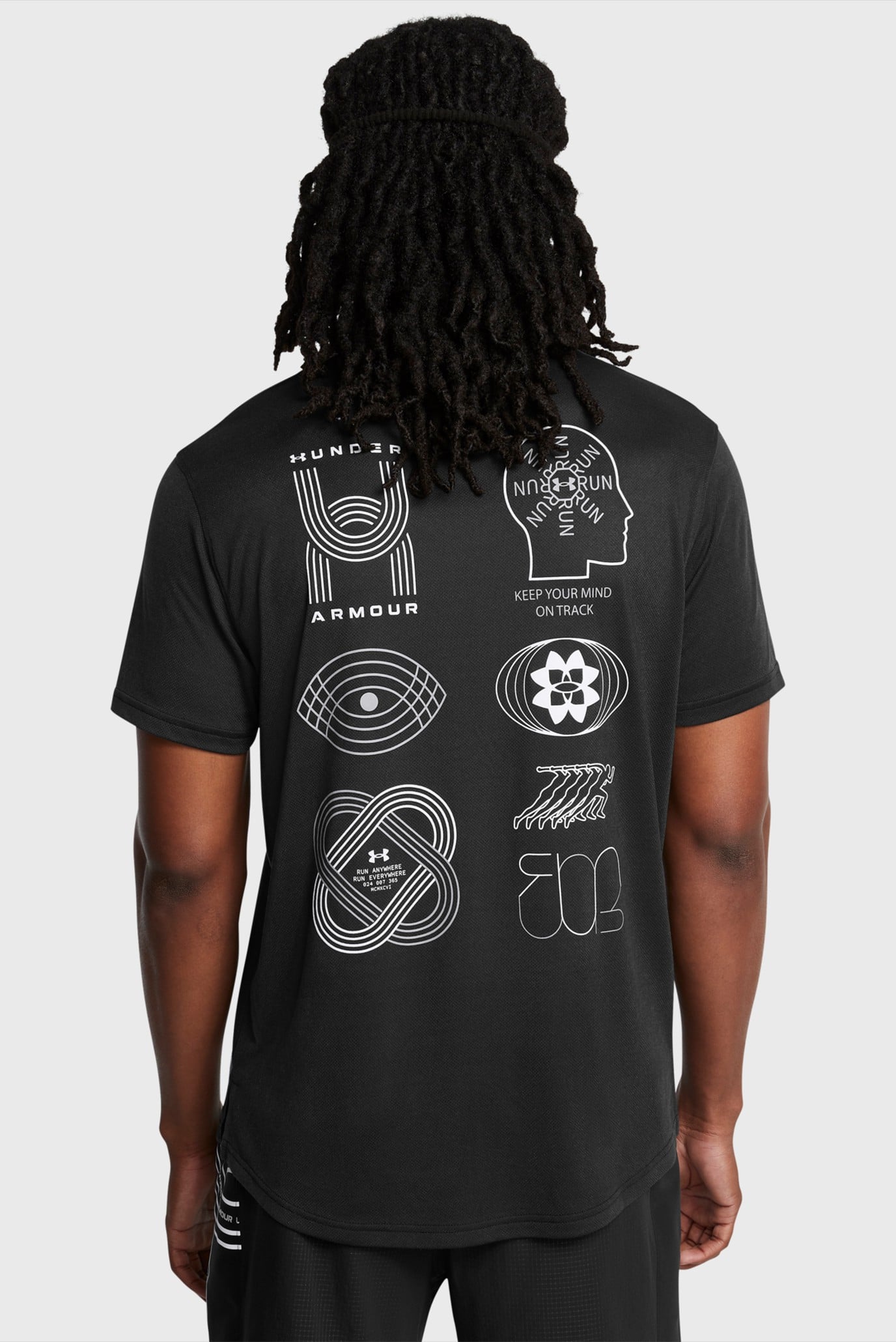 Мужская черная футболка UA RUN ANYWHERE TEE 2