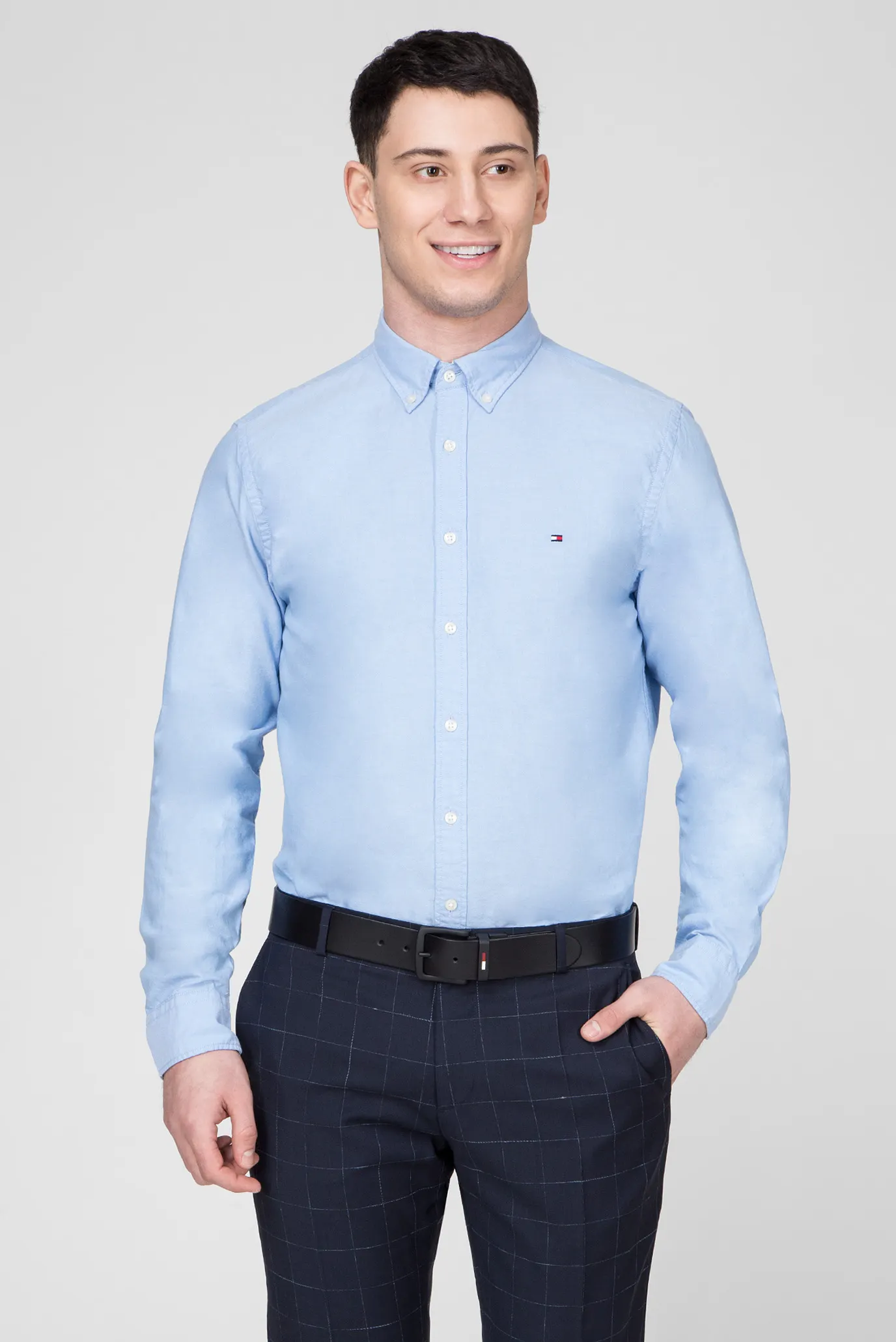 Мужская голубая рубашка SANDWASHED OXFORD 6