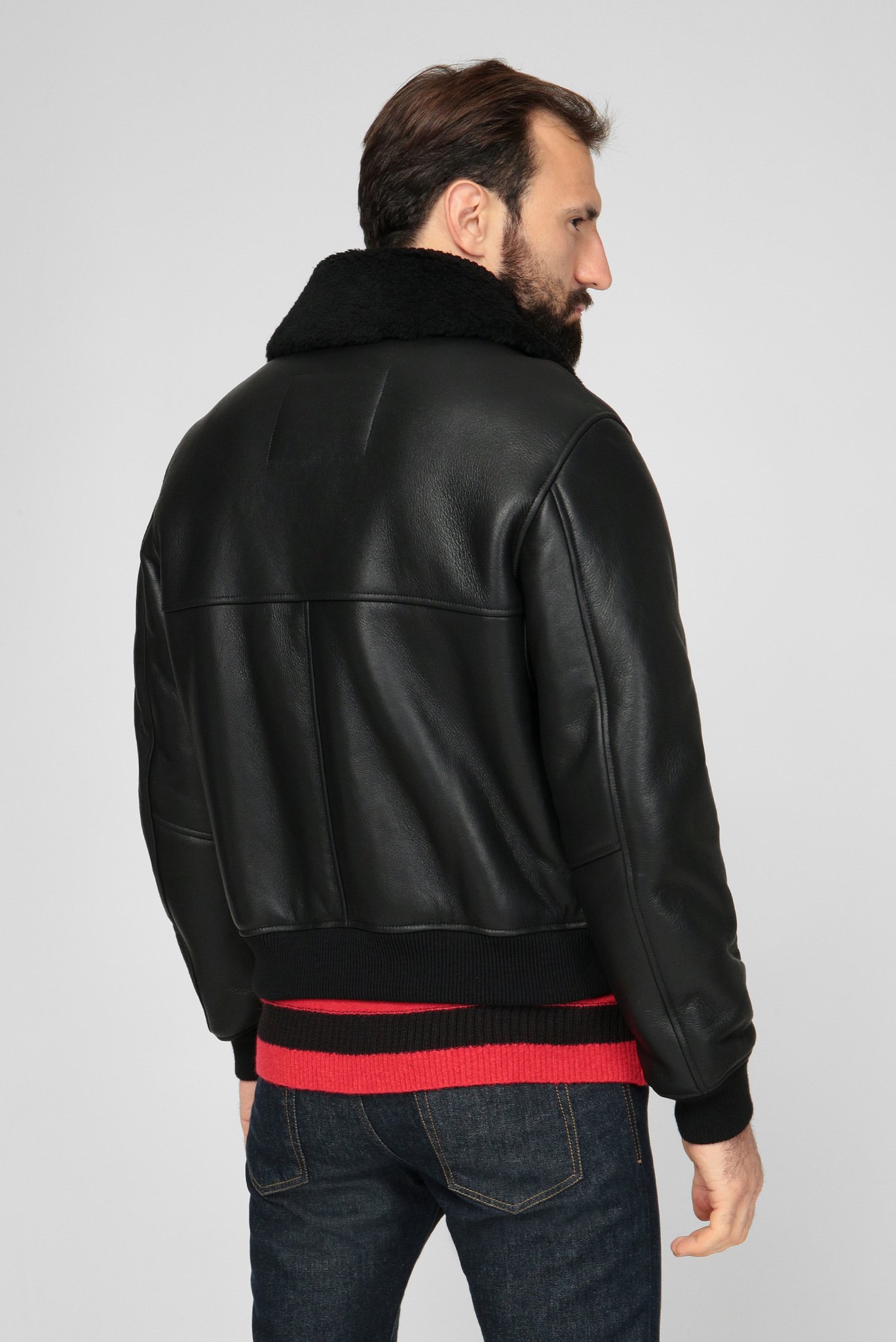 Мужская черная кожаная куртка L-ARNOLD 4