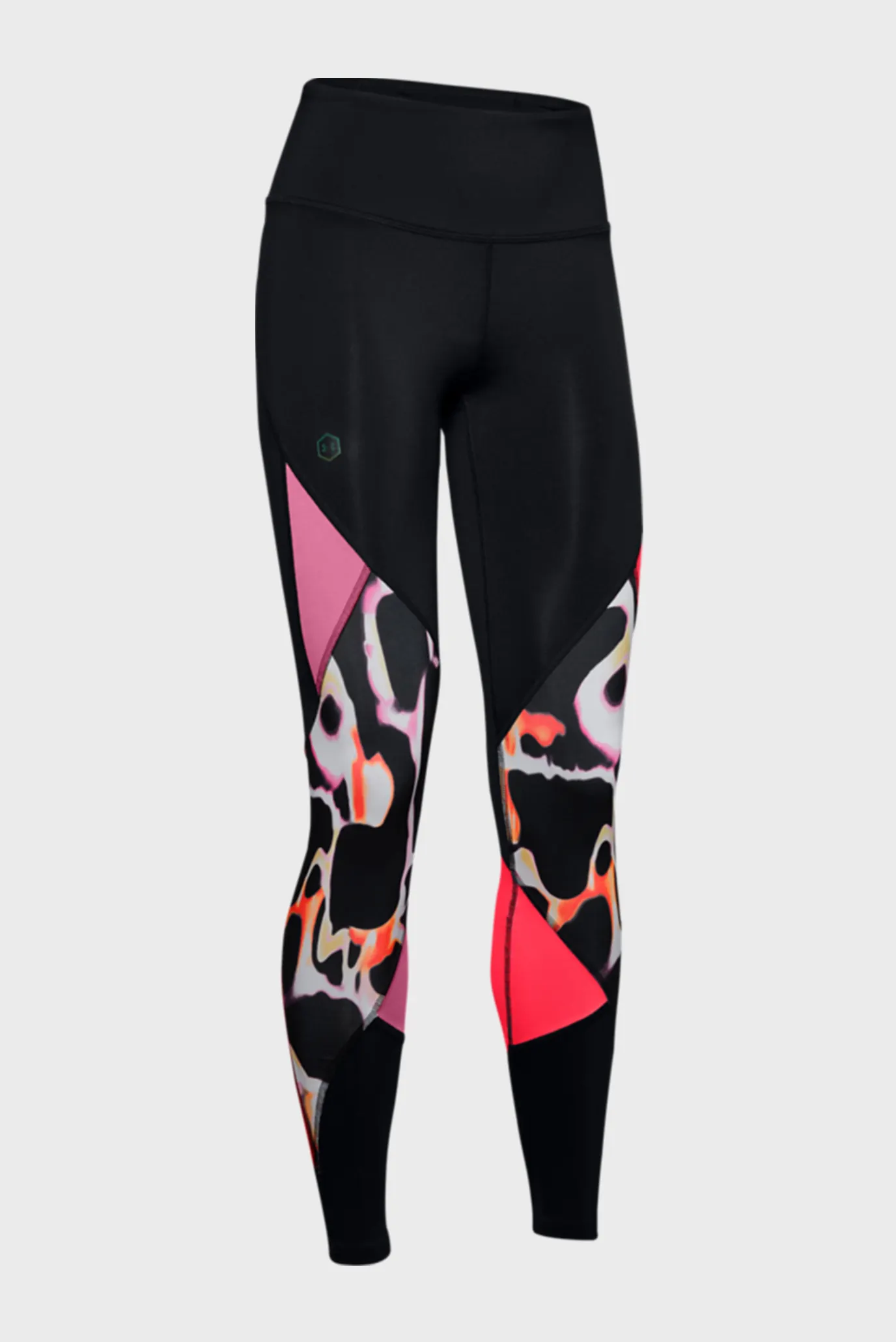Женские черные тайтсы UA Rush Print Color Block Leggings 11
