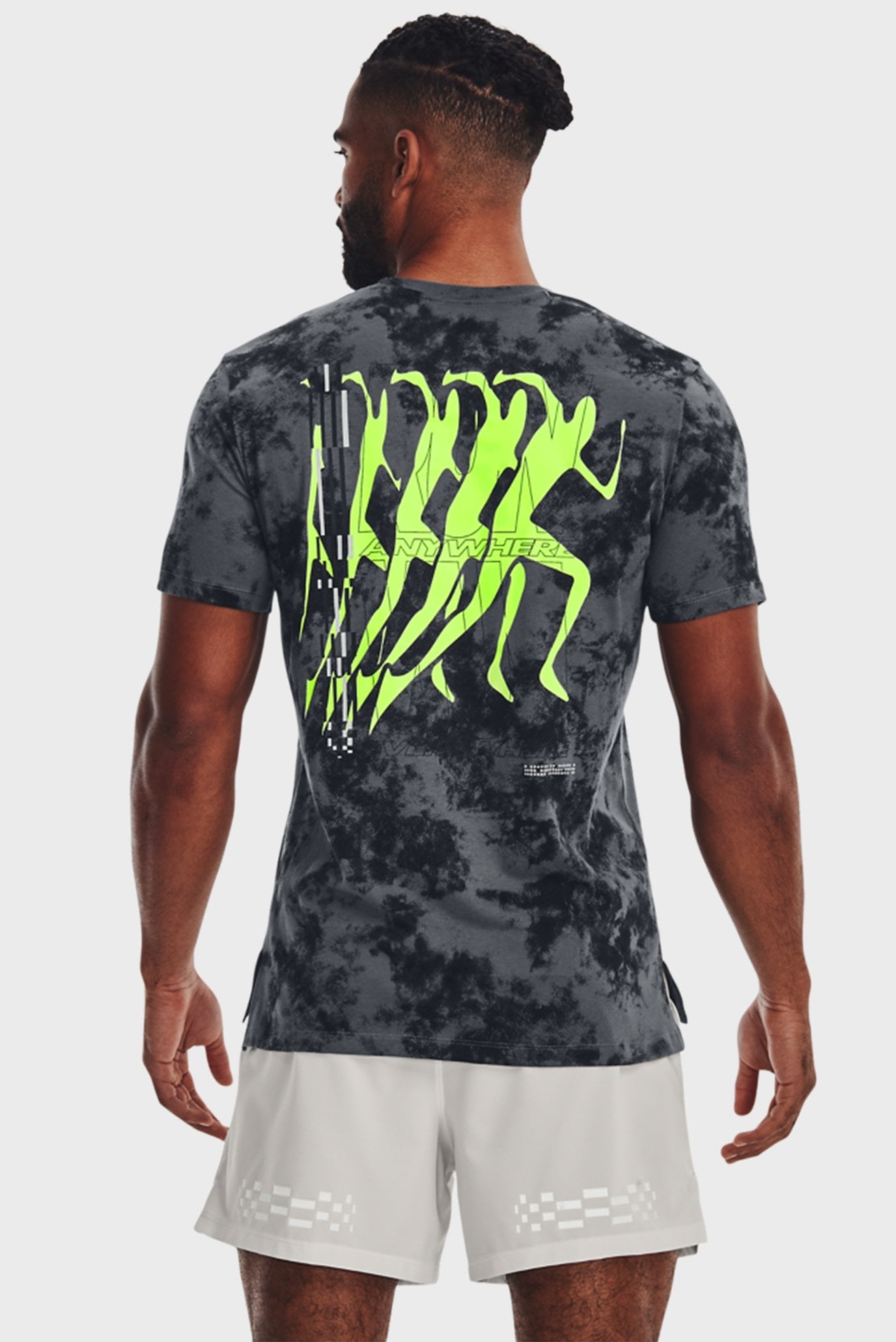 Мужская серая футболка с узором UA RUN ANYWHERE SS TEE 3