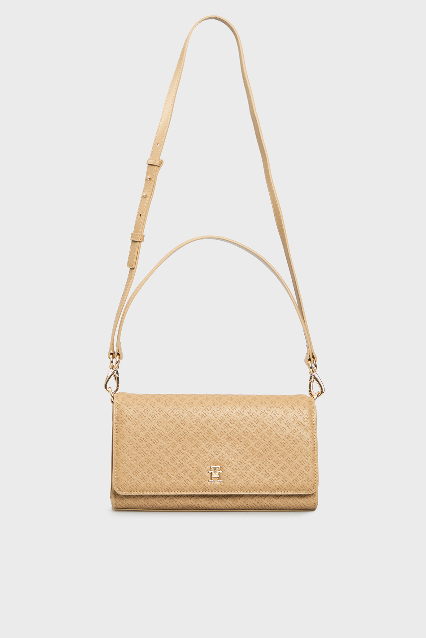 Женская бежевая сумка с узором TH ETERNITY SHOULDER BAG MONO 5