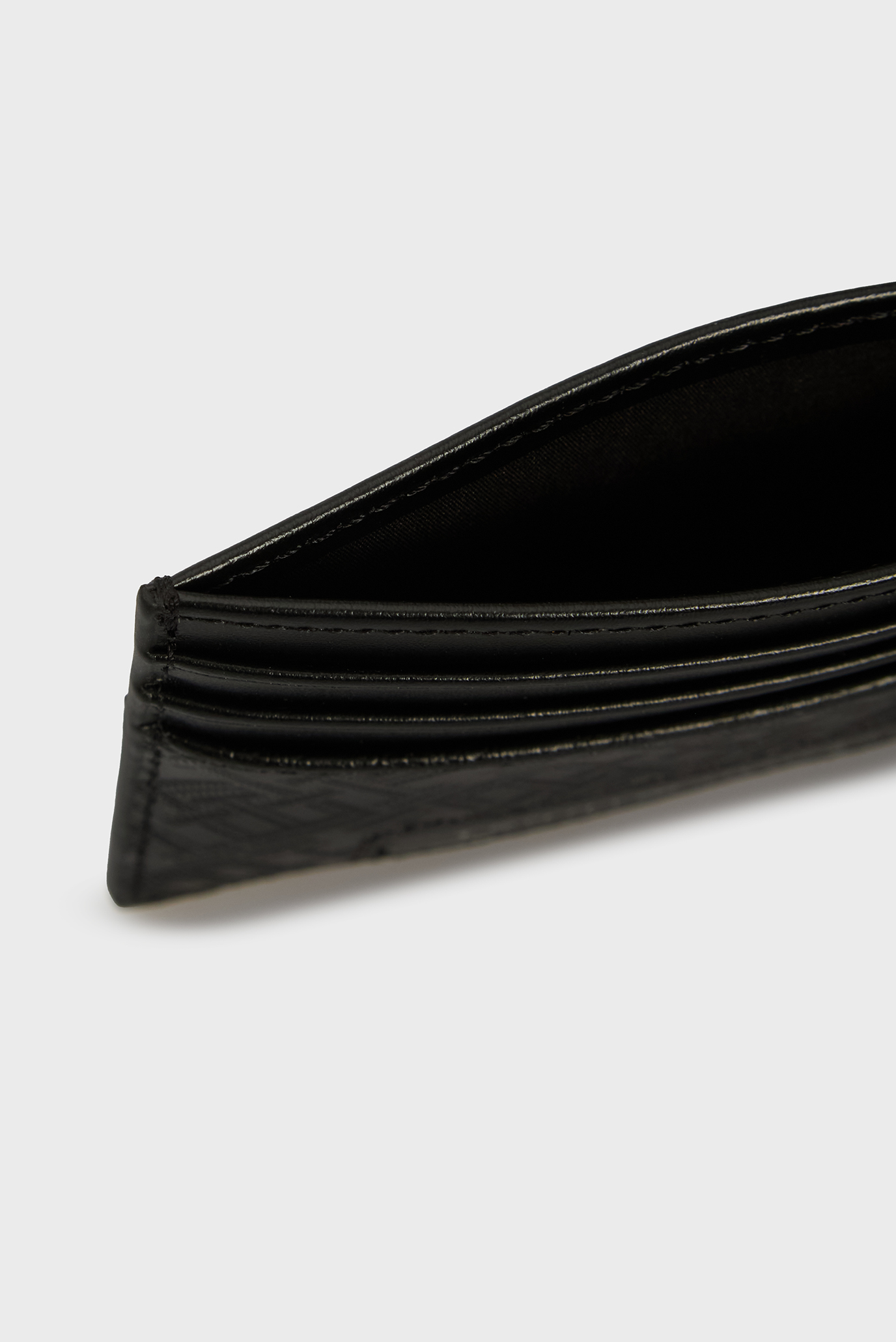 Мужской черный кожаный кардхолдер с узором TH MONOGRAM CC HOLDER 2